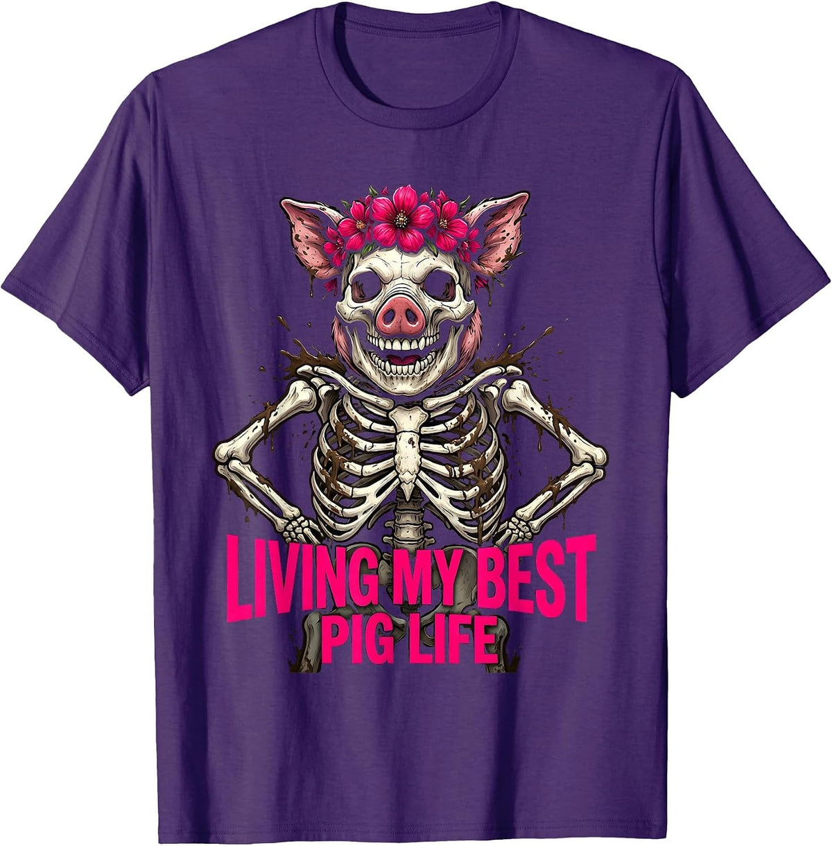 Living My Best Pig Life Funny Pig Lover Design T-Shirt - Purple