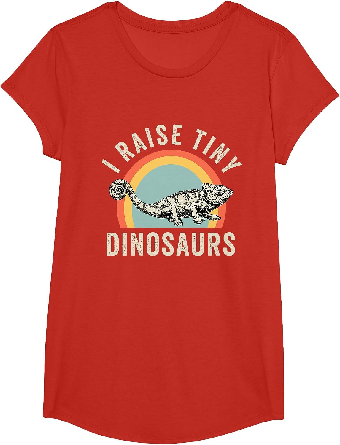 I Raise Tiny Dinosaurs Chameleon Mom T-Shirt - Girls Red