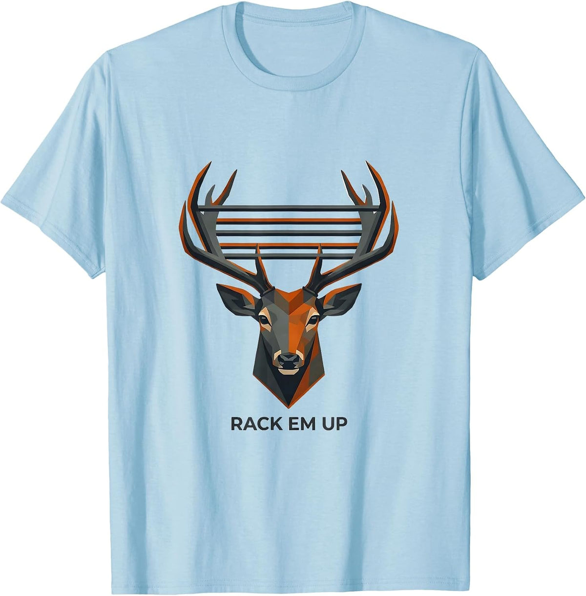 Men's Rack Em Up Funny Camo Deer Hunting Hunter Dad Gift T-Shirt - Baby Blue