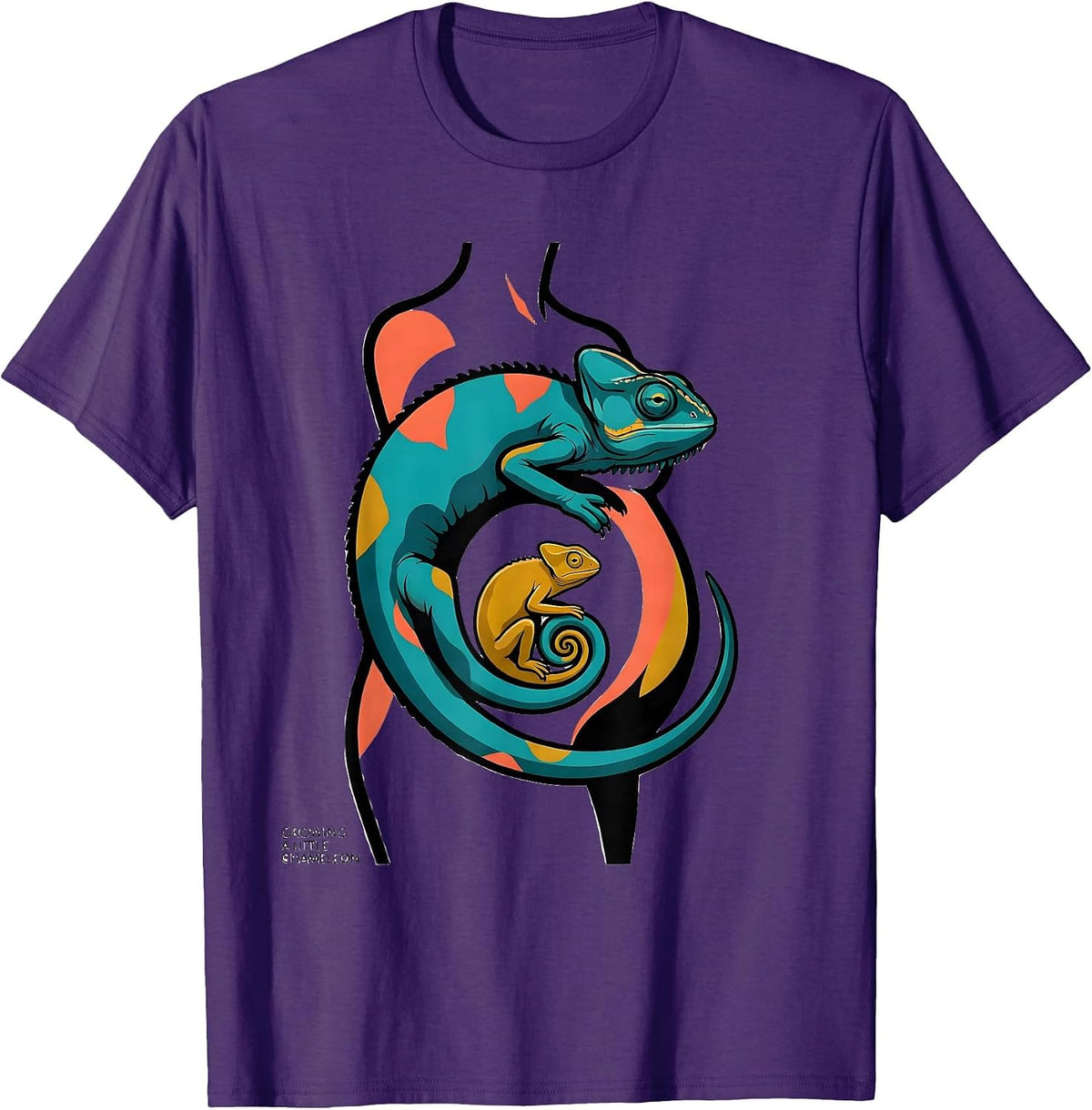 Growing A Little Chameleon Funny Pregnancy Announcement T-Shirt - Purple