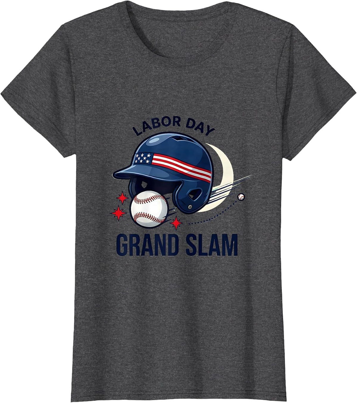 Women's LABOR DAY GRAND SLAM Funny Baseball Player Fourth of July T-Shirt - Dark Heather Grey