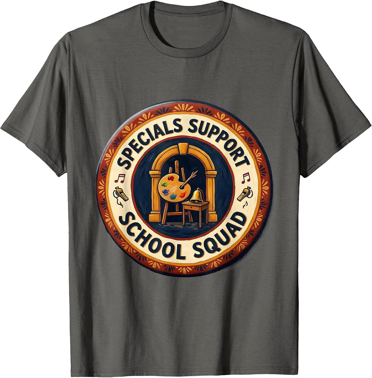 Specials Support School Squad Folk Art Teacher Appreciation T-Shirt - Asphalt Grey