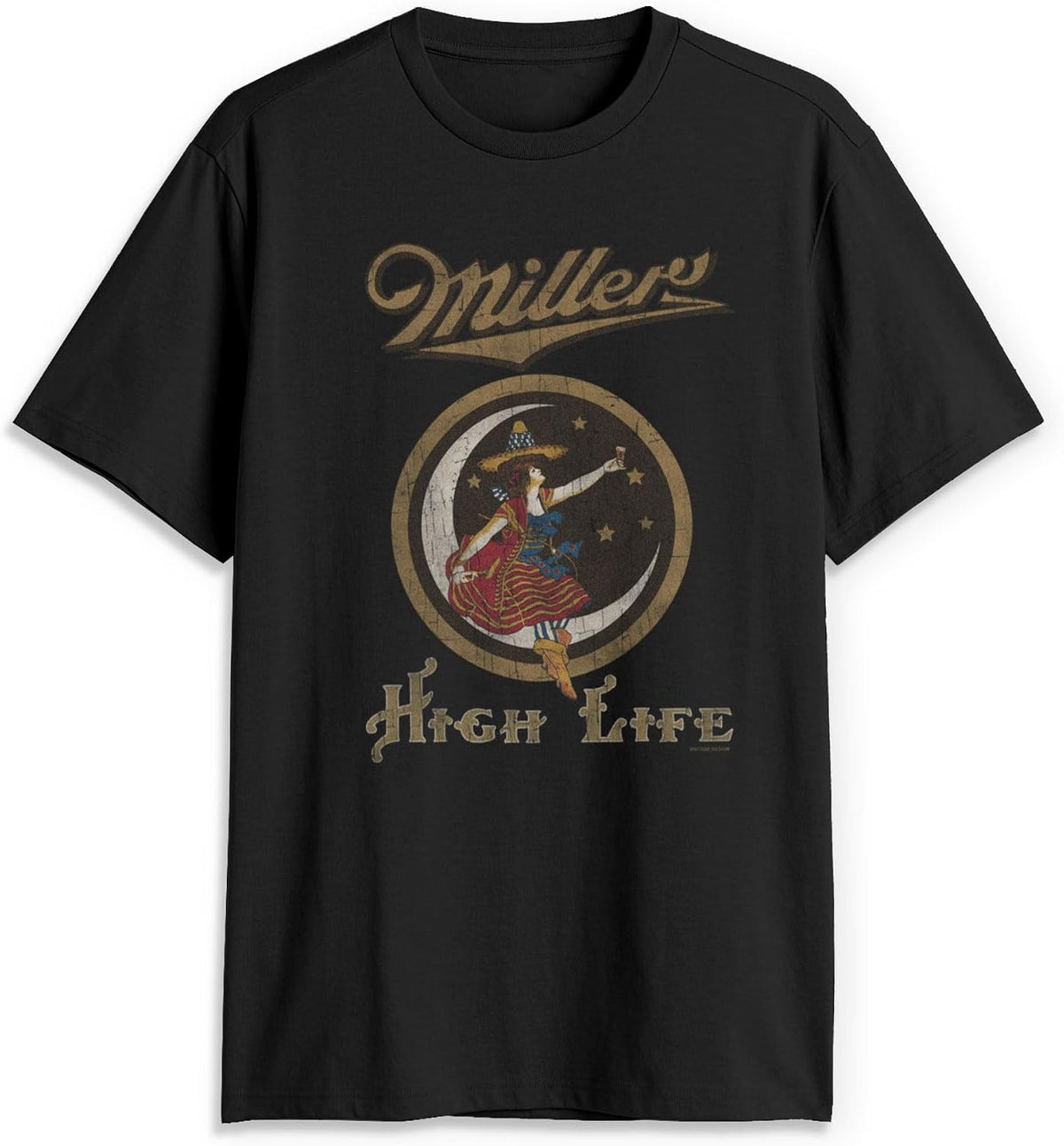 Men's Miller High Life Vintage Lady Logo T-Shirt - Black