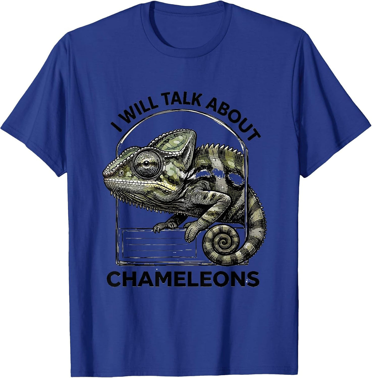 Men's I Will Talk About Chameleons Hand-Sketched Reptile Lover T-Shirt - Royal Blue