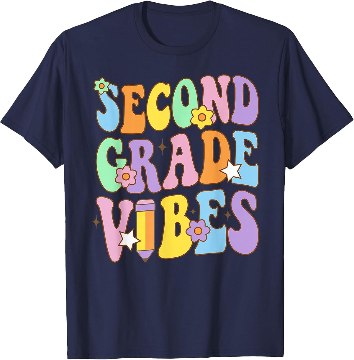 Second Grade Happy First Day of School 2ND Grade Back to T-Shirt - Navy Blue