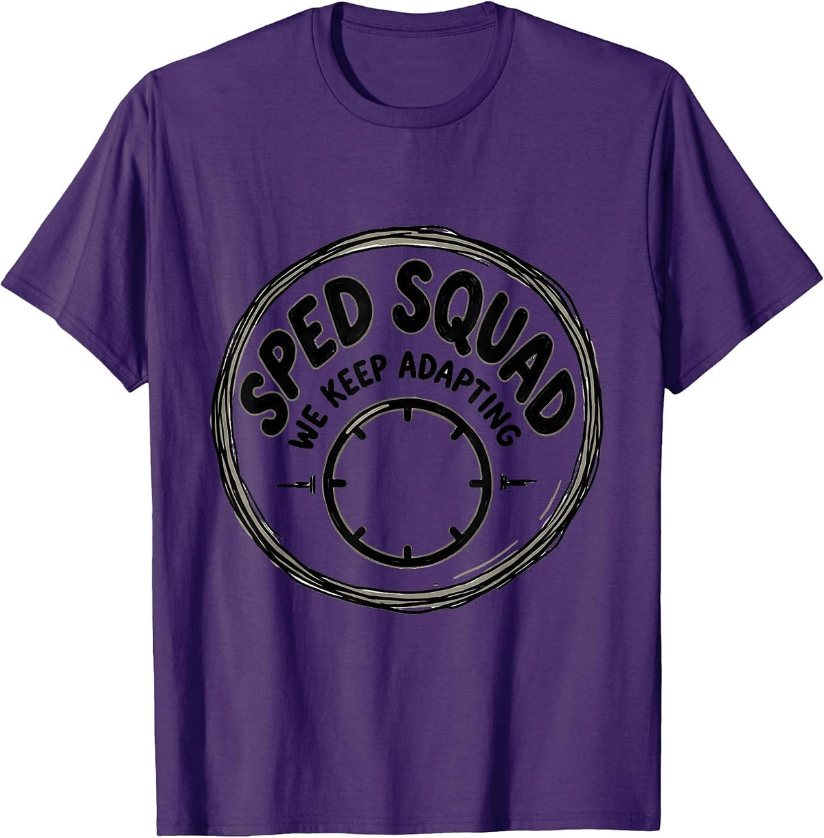 Men's SPED Squad We Keep Adapting Hand-Sketched Teacher T-Shirt - Purple
