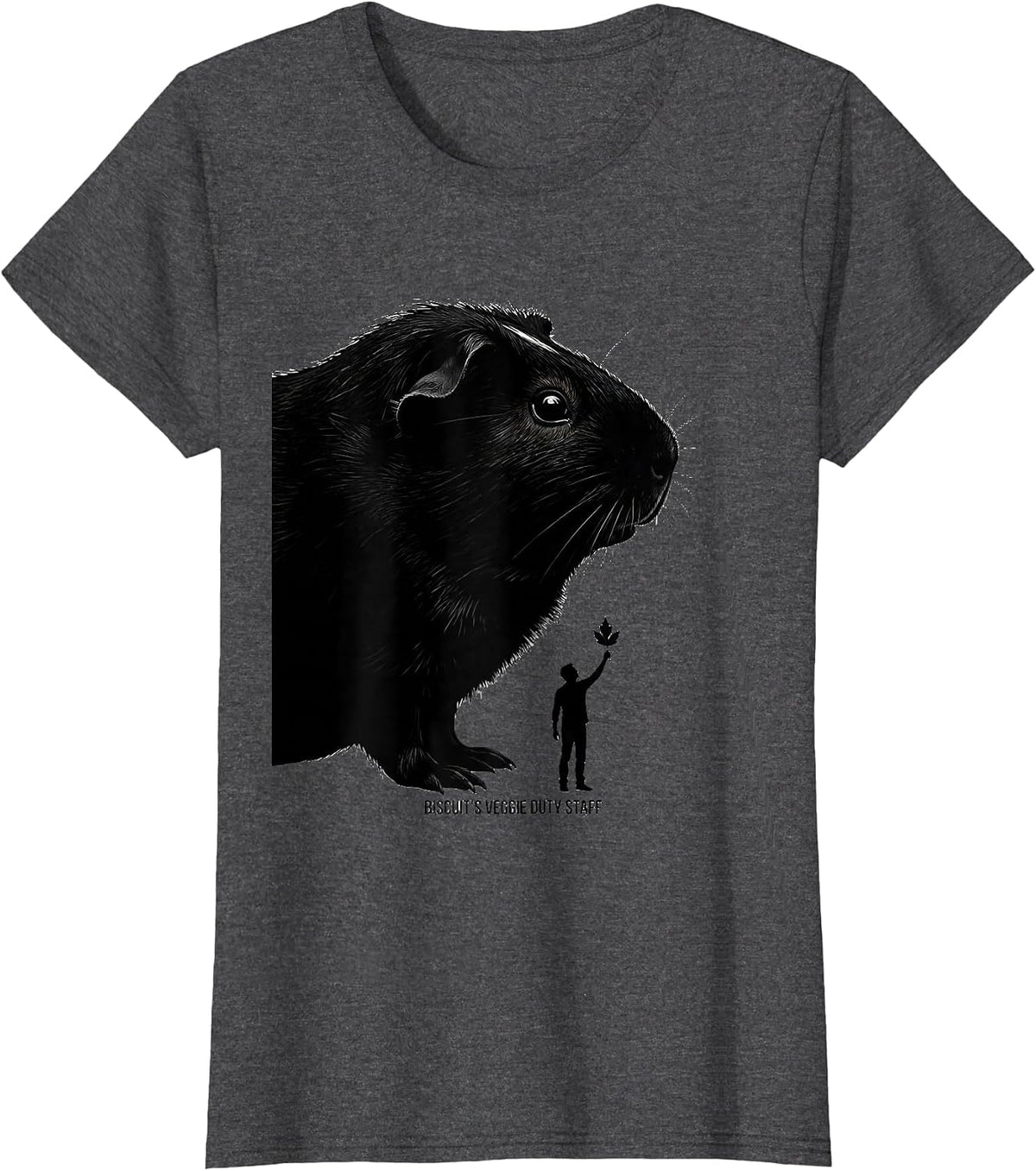 Women's Biscuit's Veggie Duty Staff Funny Guinea Pig Pet Lover Gift T-Shirt - Dark Heather Grey