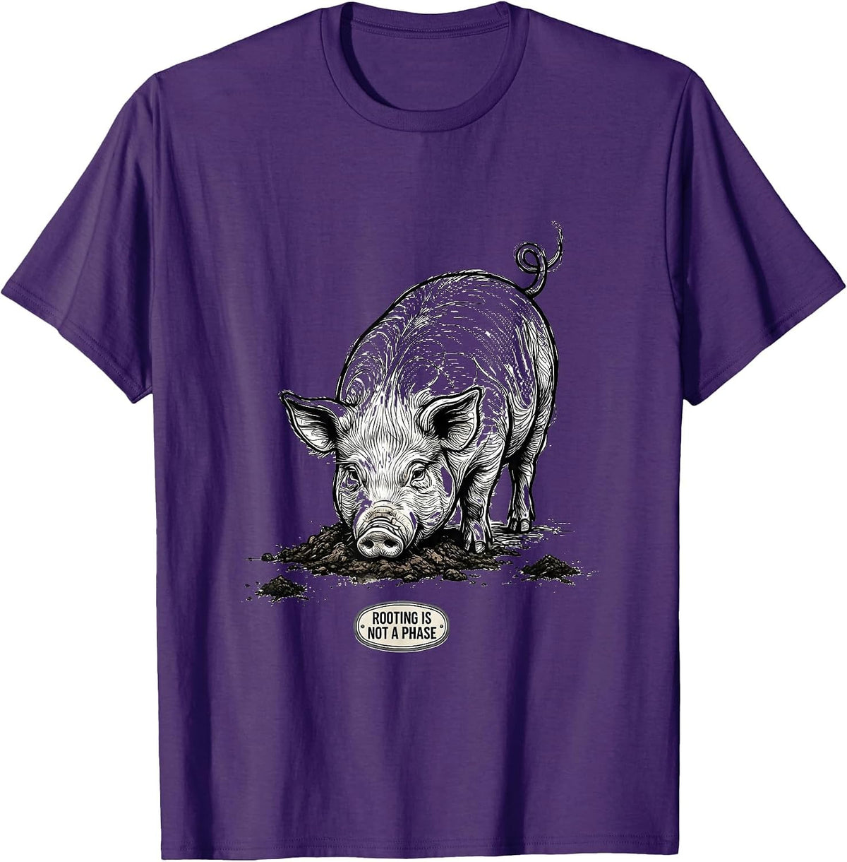 Men's Rooting Is Not A Phase Funny Pig Lover Novelty Humor T-Shirt - Purple