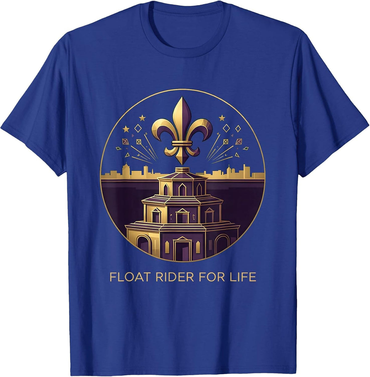 Men's Float Rider For Life Mardi Gras Design T-Shirt - Royal Blue
