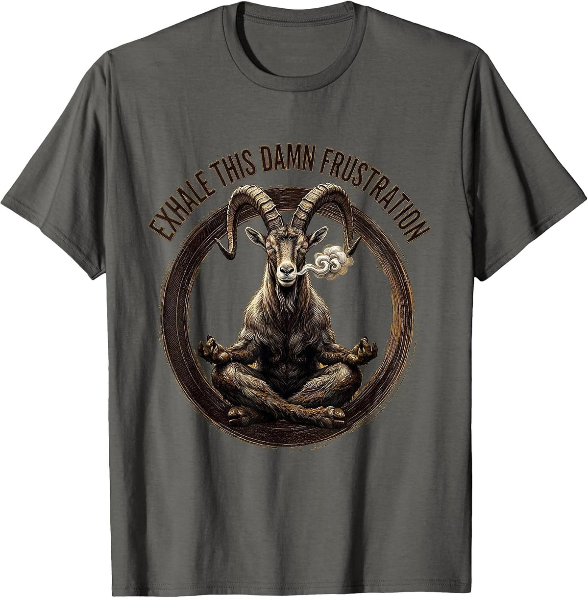 Exhale This Damn Frustration Funny Yoga Meditation Spiritual T-Shirt - Asphalt Grey