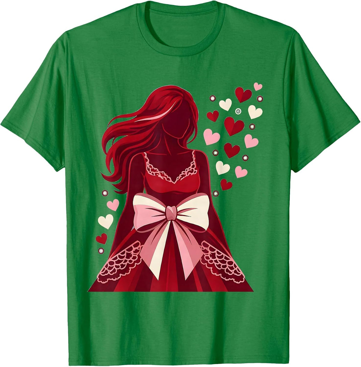 Men's Mimi Love Hearts Silhouette Graphic Design T-Shirt - Kelly Green