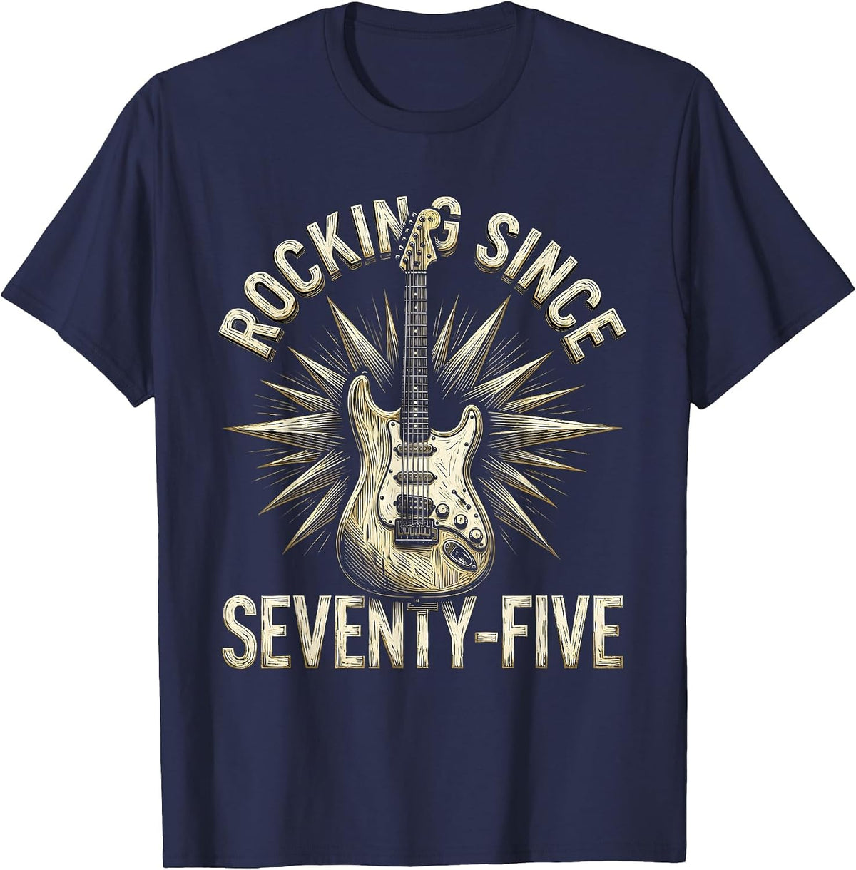 Rocking Since Seventy-Five Vintage 1975 Design T-Shirt - Navy Blue