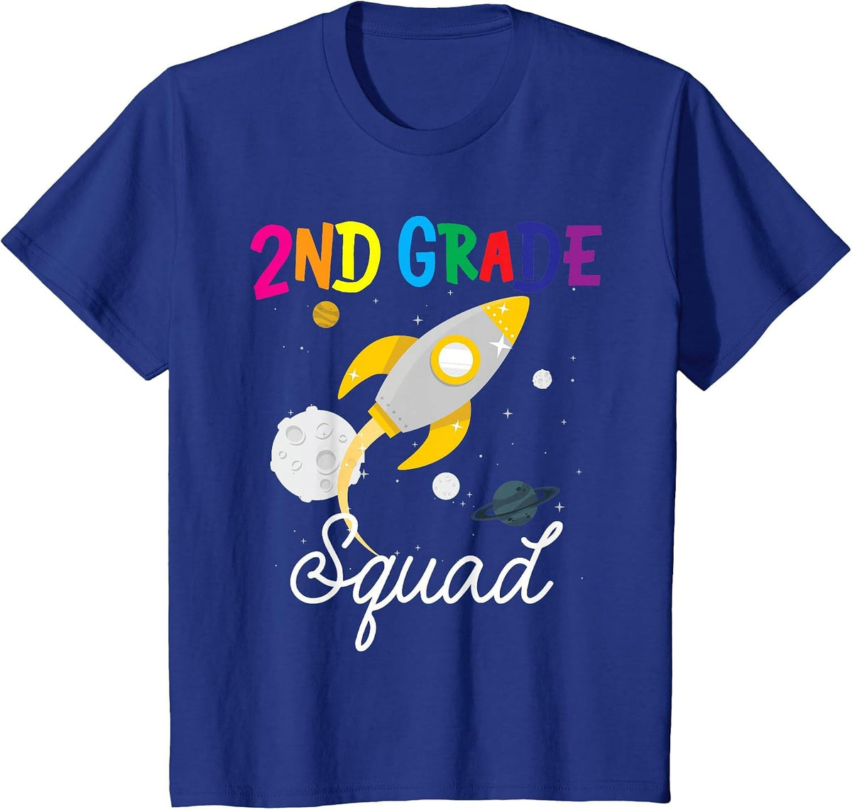 2nd Grade Squad Second Grade Team Rocket Back to School Crew T-Shirt - Royal Blue