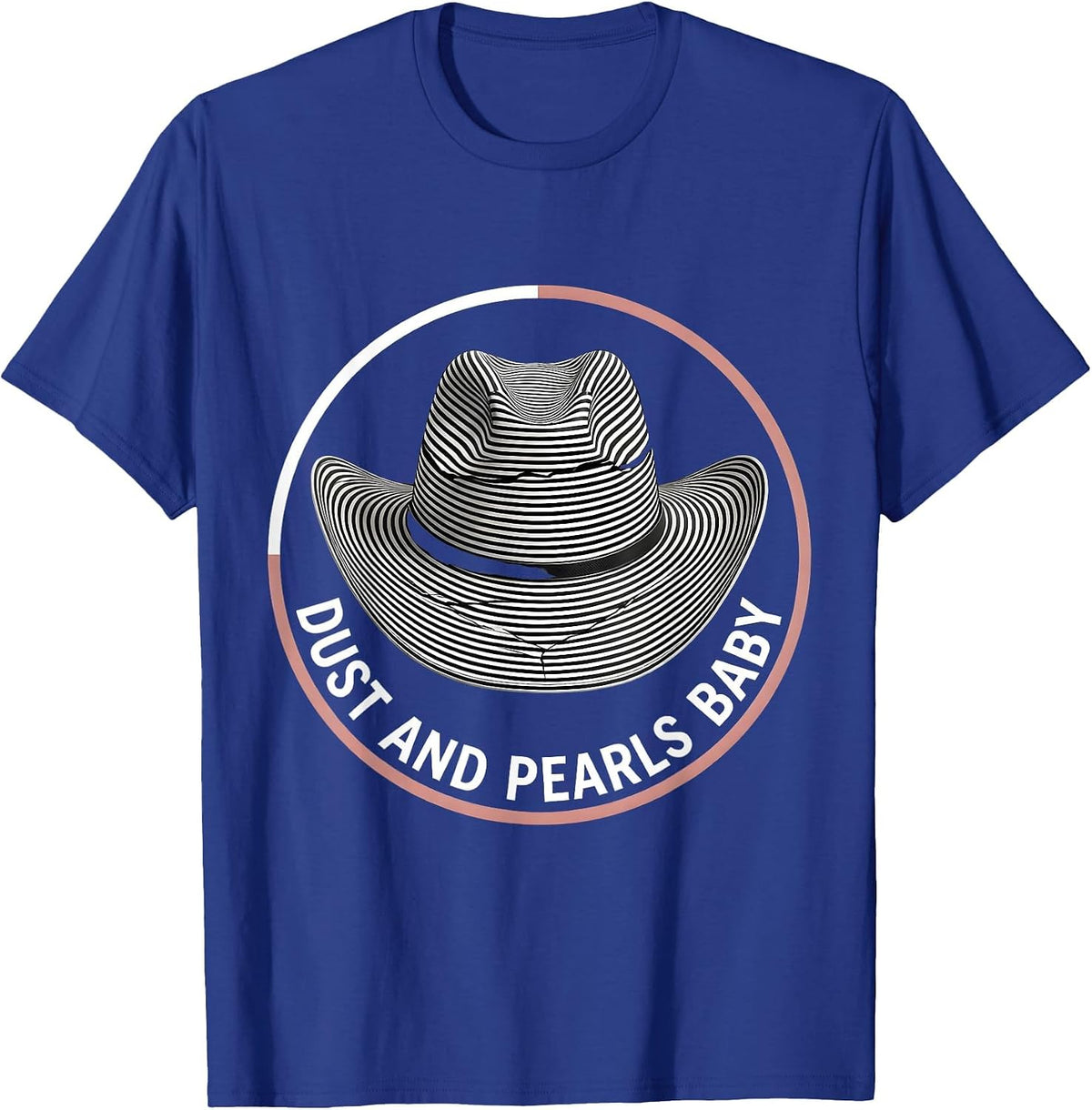Dust and Pearls Baby White Cowgirl Design T-Shirt - Royal Blue