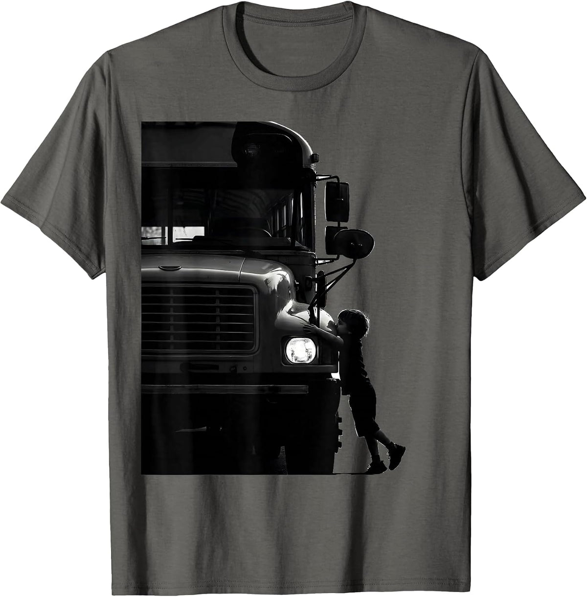 Child Hug School Bus Driver Novelty Humor T-Shirt - Asphalt Grey