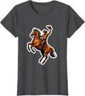 Women's Cowboy Tipping Hat Bareback Riding Illustration T-Shirt - Dark Heather Grey