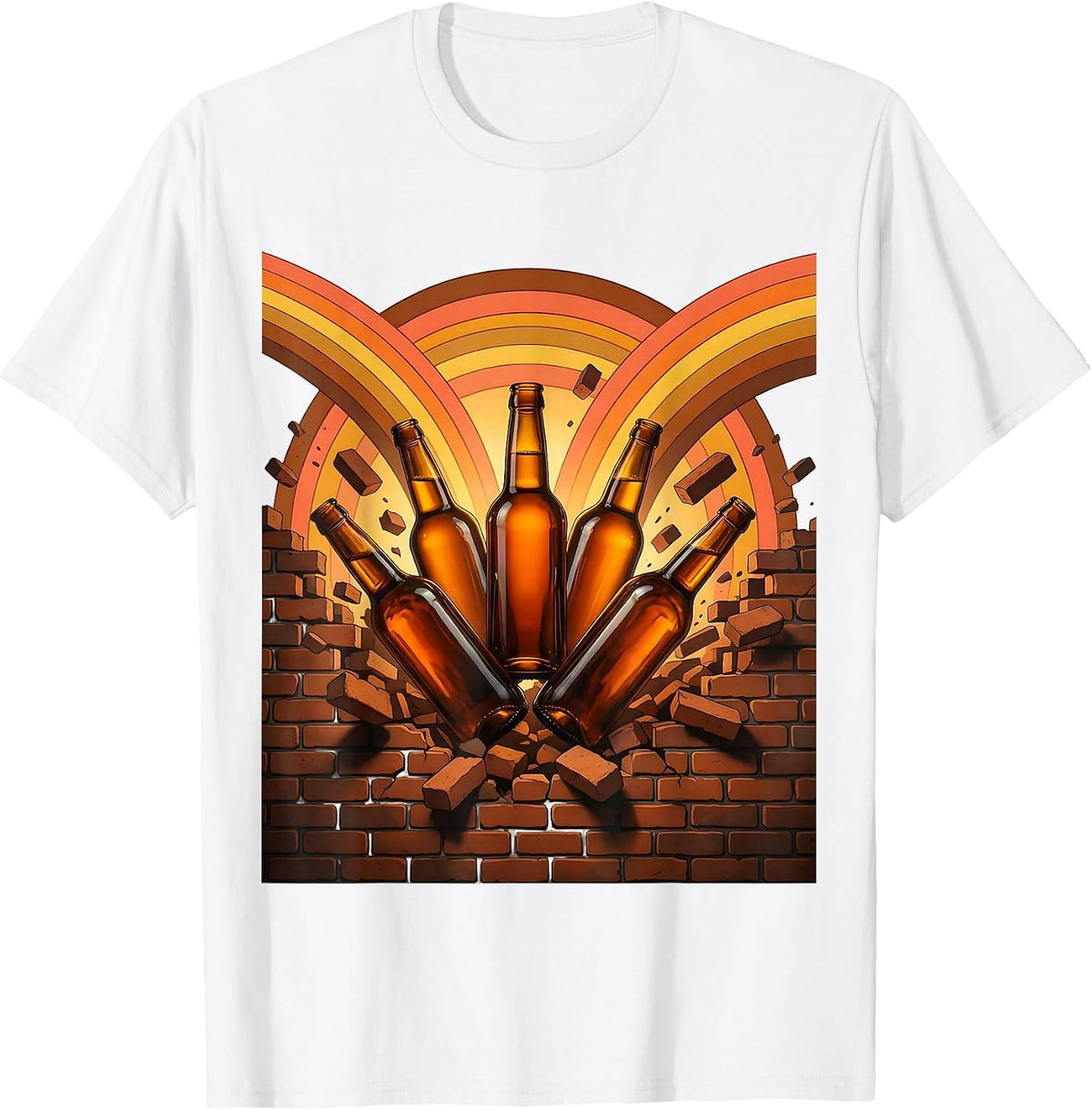 Men's Milwaukee Six Pack Bursting Through Brick Wall T-Shirt - White