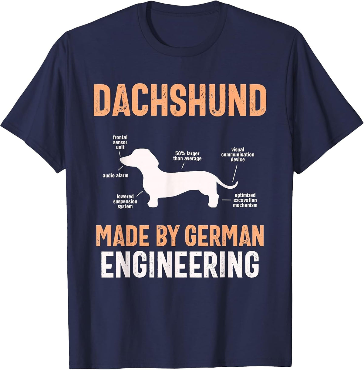 Dachshund German Engineering Art Puppy Master Dachshund T-Shirt - Navy Blue