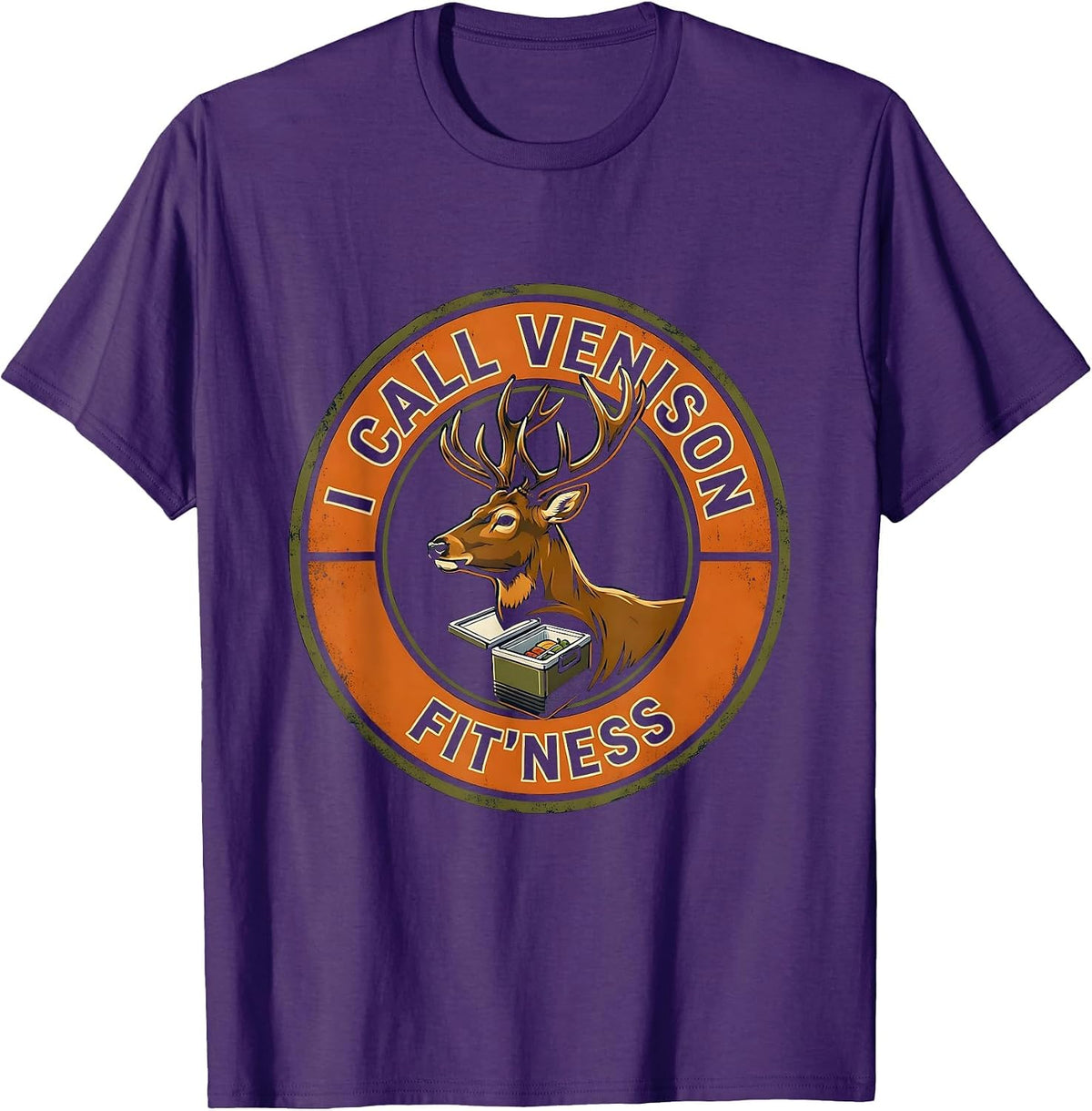 I Call Venison Fit'ness Funny Deer Hunting Dad Joke Hunter T-Shirt - Purple