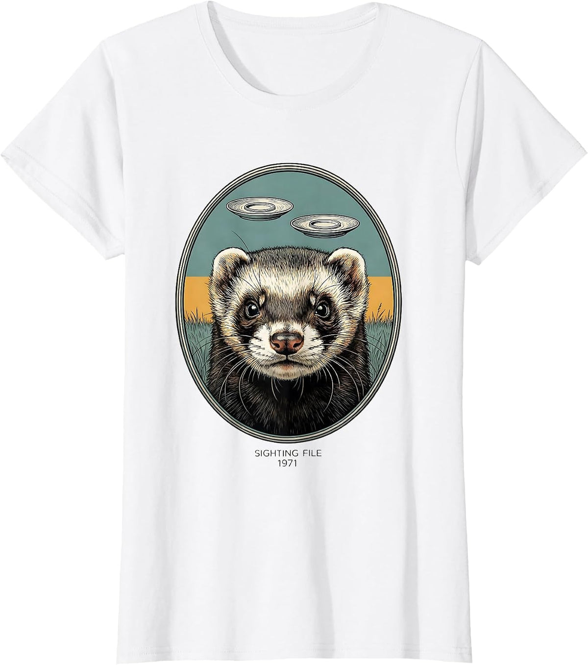 SIGHTING FILE / 1971 Vintage Ferret UFO Abduction Humor T-Shirt - White