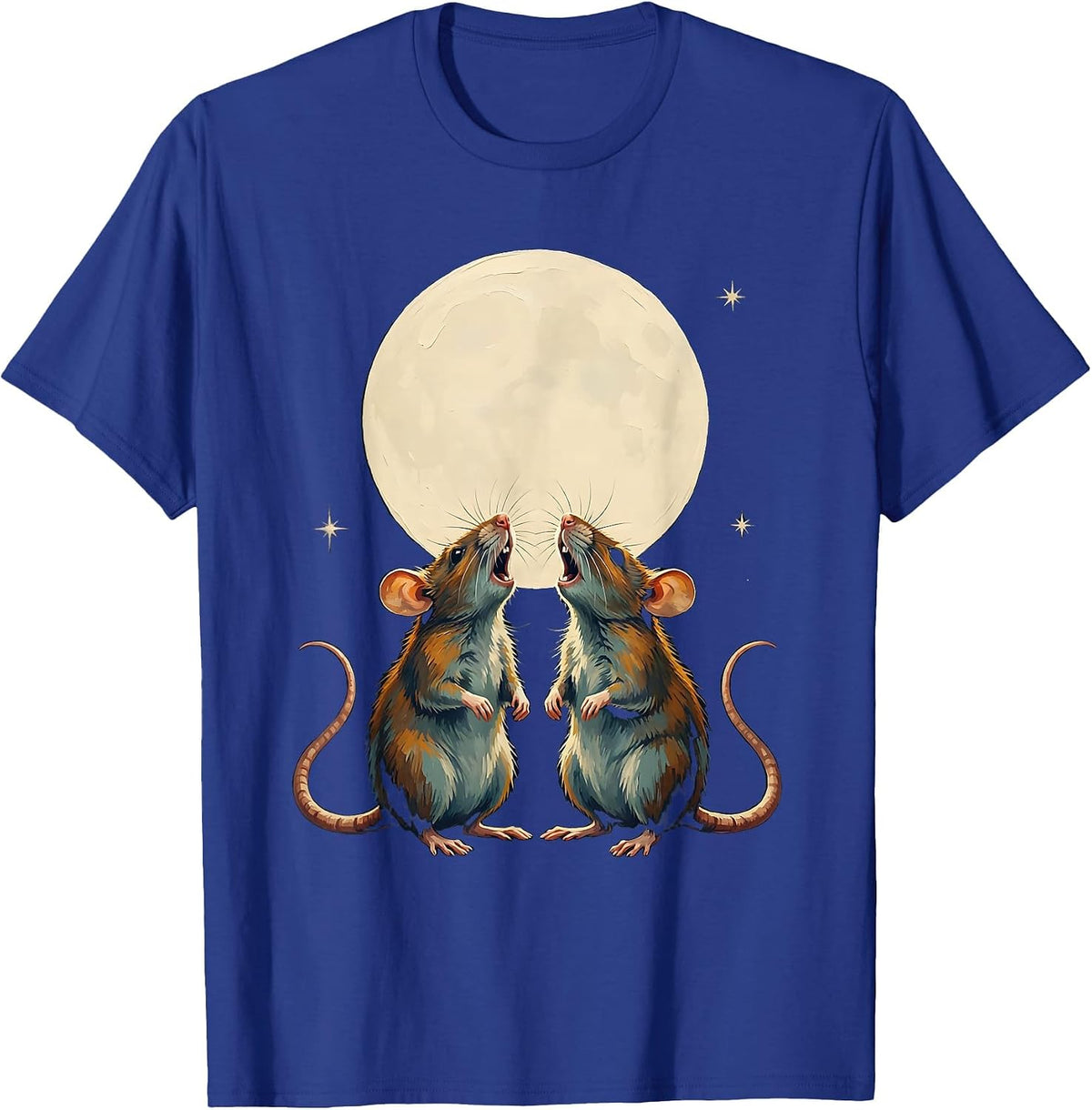 Two Rats Howling At The Moon Funny Pet Lover Humor T-Shirt - Royal Blue