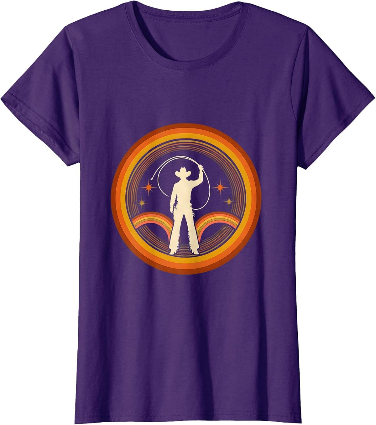 Women's Cowgirl Lasso Twirl Country Music Graphic T-Shirt - Purple
