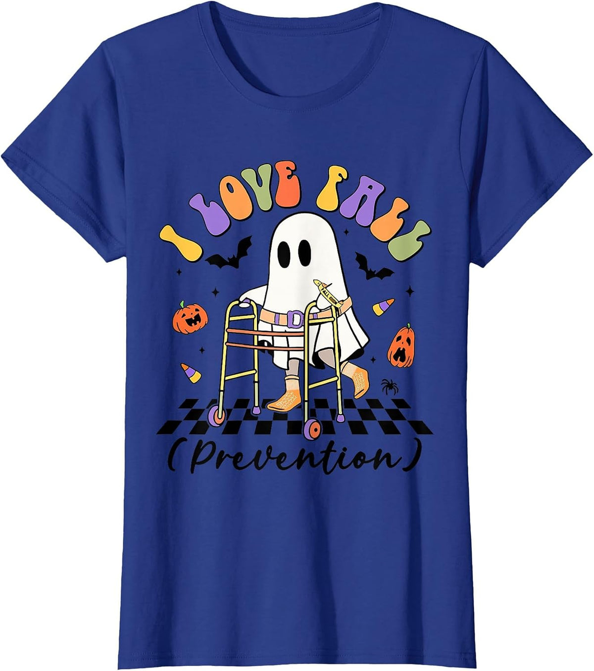 Cute I Love Fall Prevention Physical Therapy Ghost Halloween T-Shirt - Royal Blue