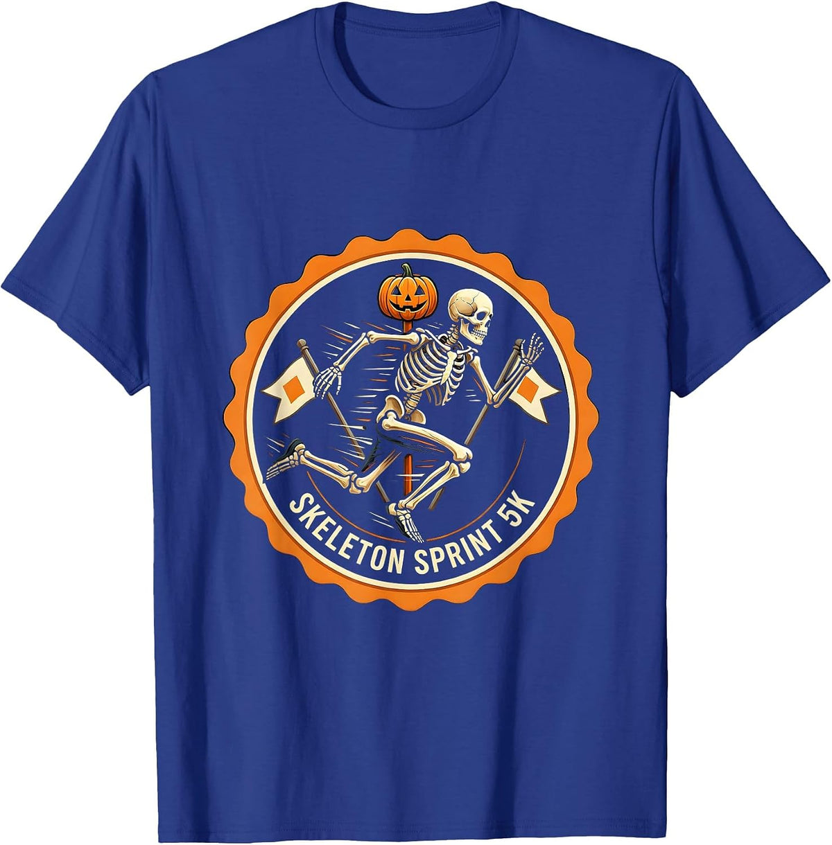 Skeleton Sprint 5K Funny Halloween Runner Race Matching T-Shirt - Royal Blue