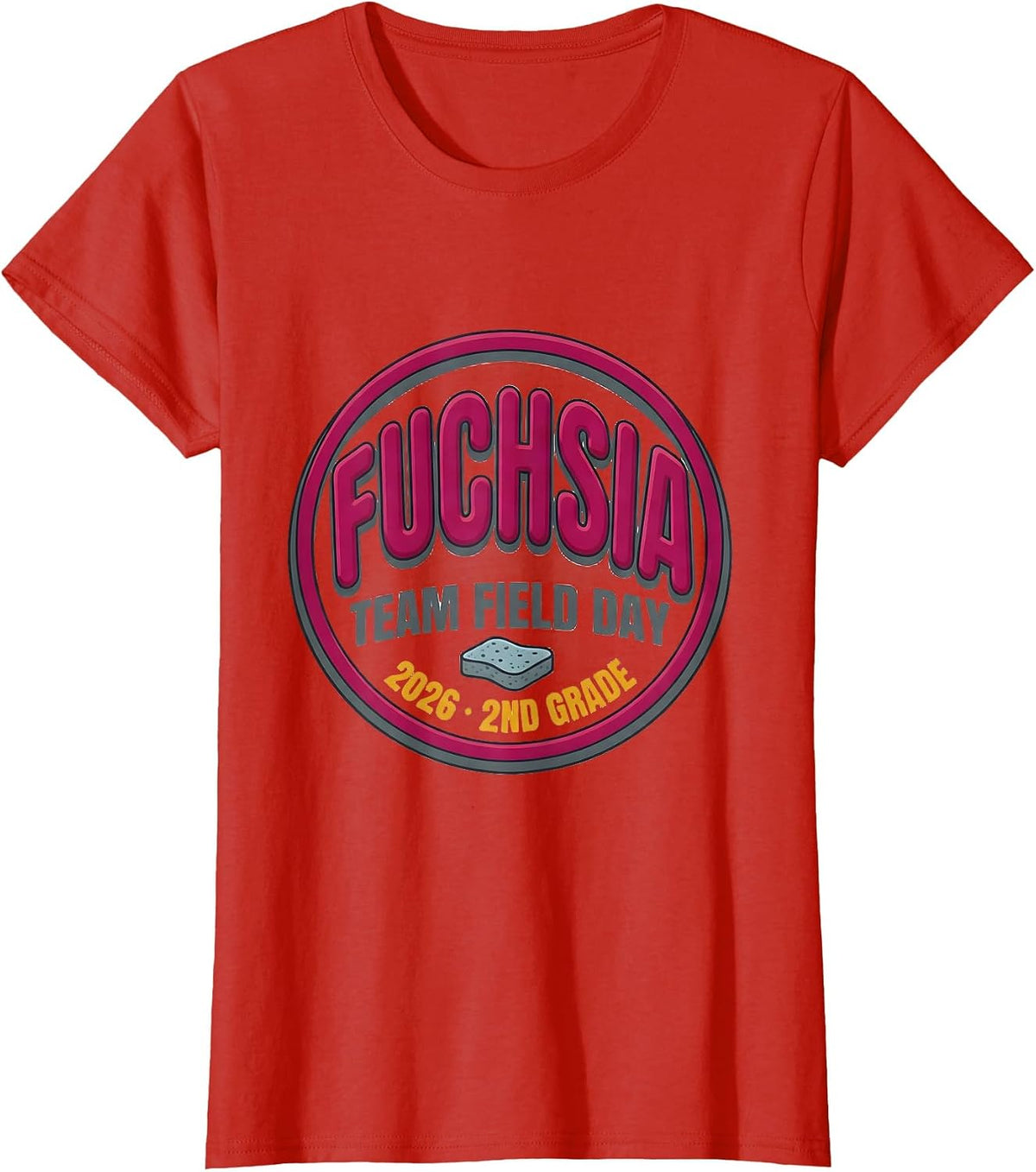 Women's FUCHSIA TEAM FIELD DAY 2026 2ND GRADE School Color Team T-Shirt - Red