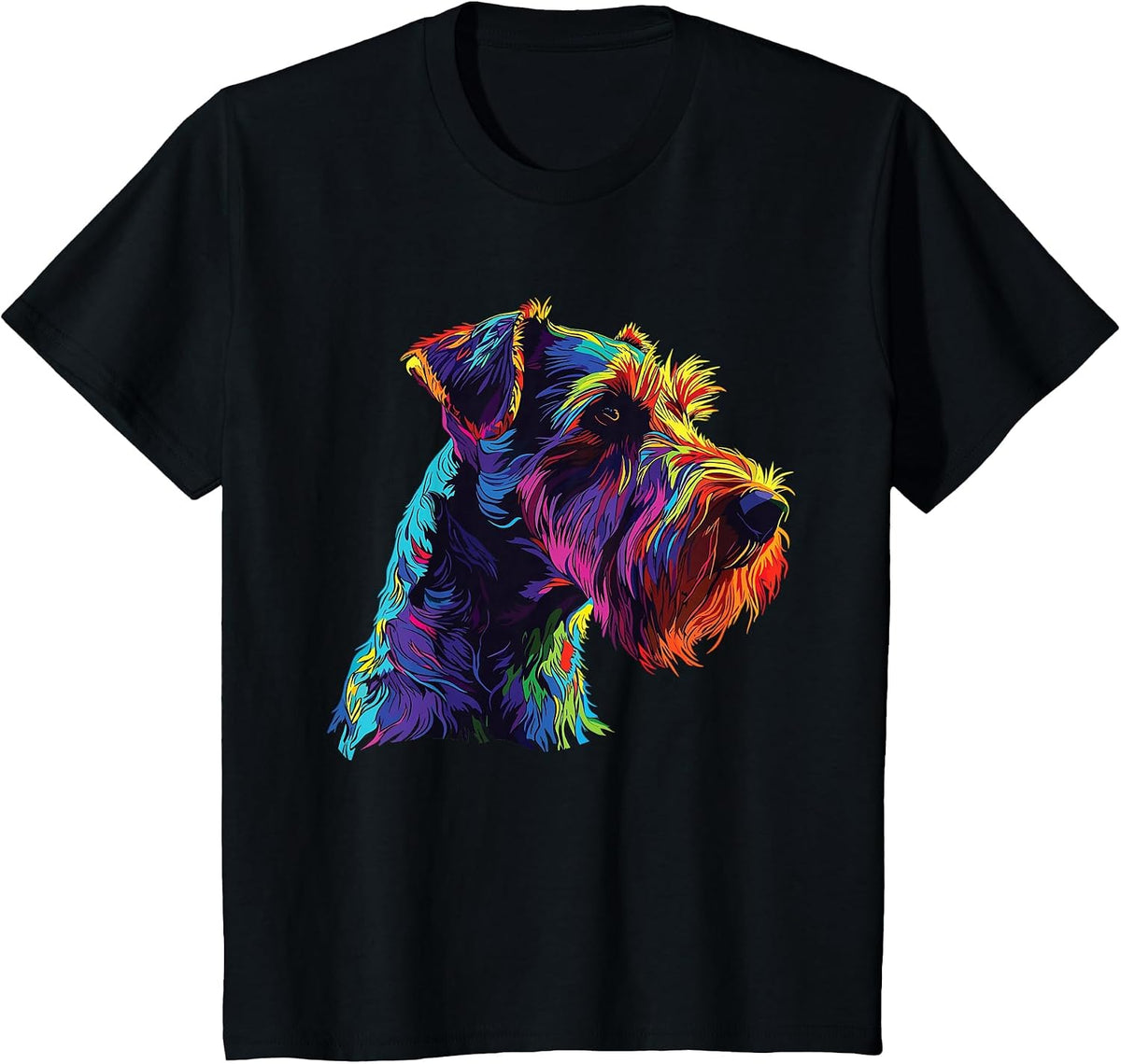 Watercolor Colorful Airedale Terrier Dog T-Shirt - Black