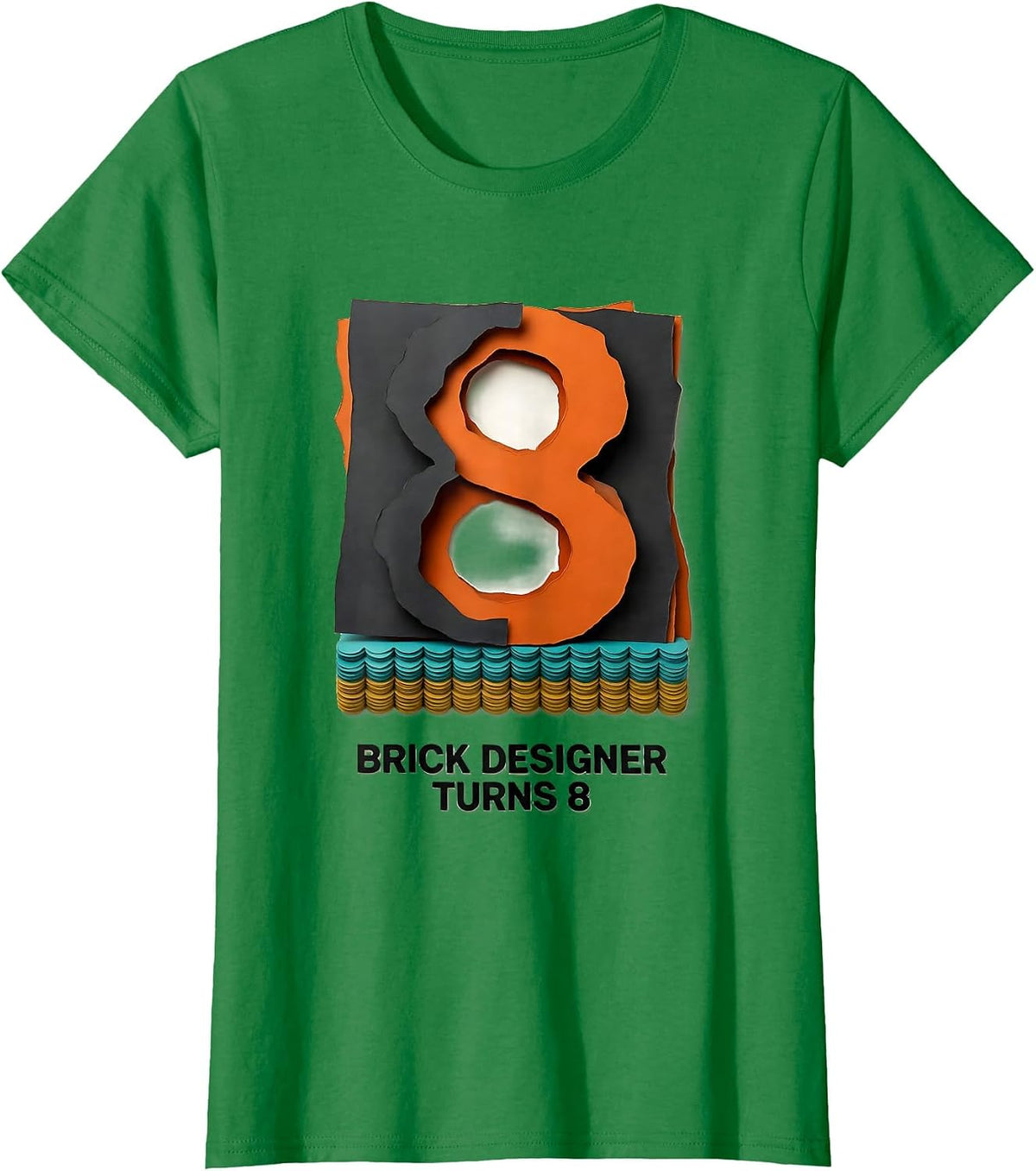 Women's Brick Designer Turns 8 Funny Master Builder Building Brick T-Shirt - Kelly Green