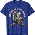 Groundhog Day Gets My Devotion Distressed Funny Vintage T-Shirt - Royal Blue