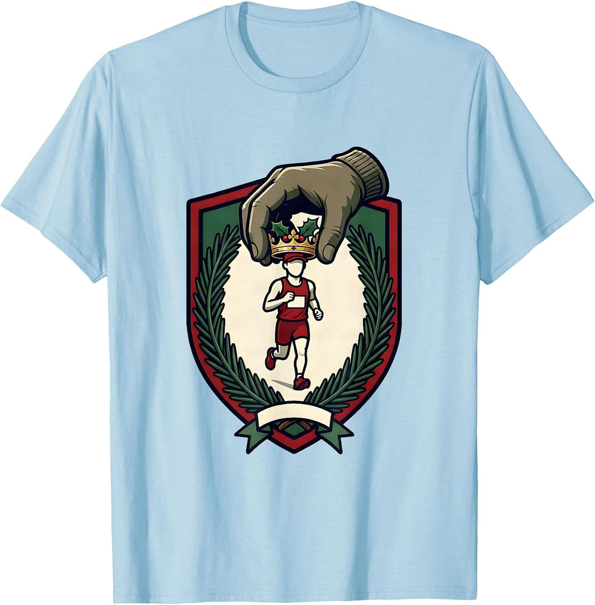 Men's Runner Crown Christmas Fun Run Squad Humor T-Shirt - Baby Blue