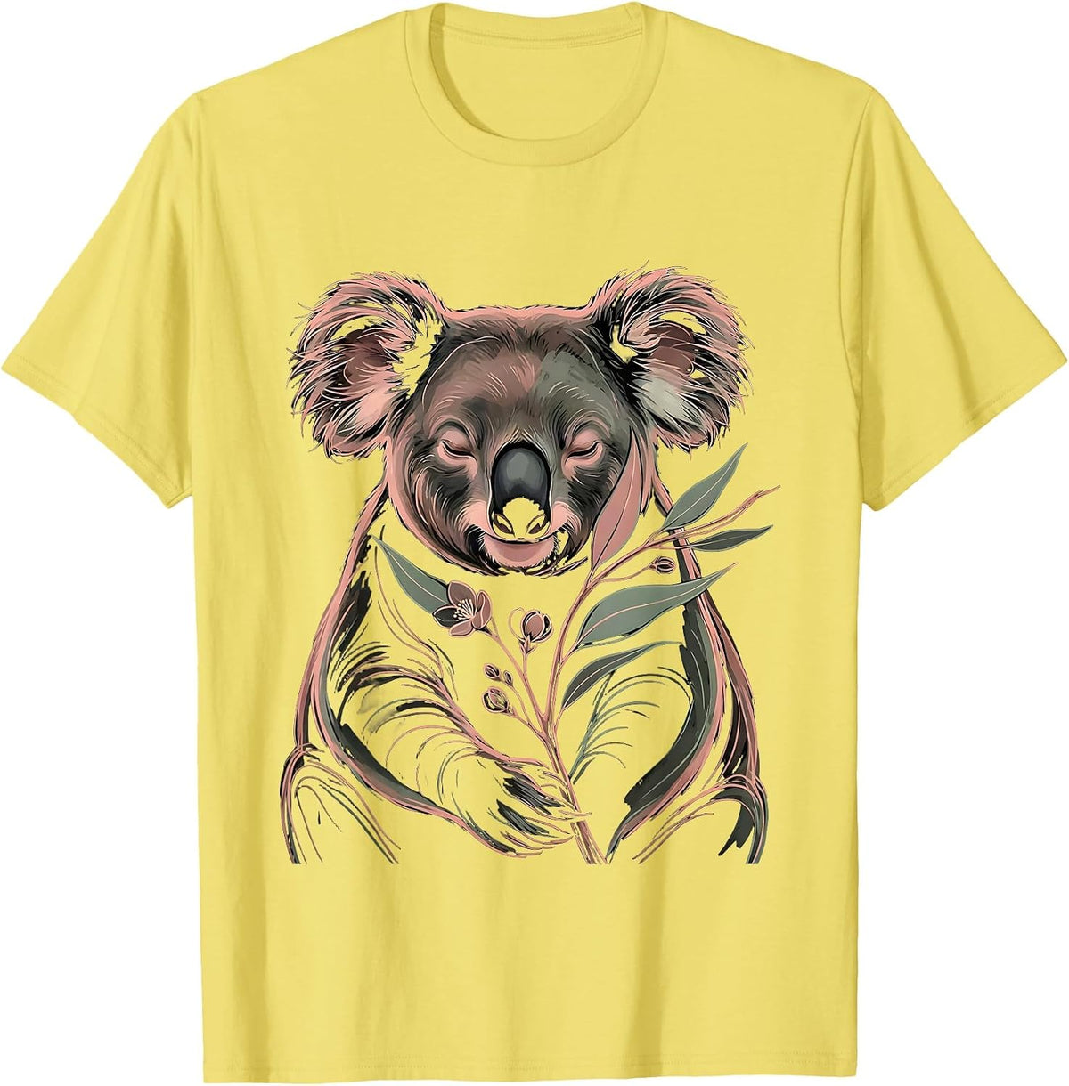 Men's Koala Boho Hand Drawn Cute Animal Lover Gift T-Shirt - Lemon Yellow
