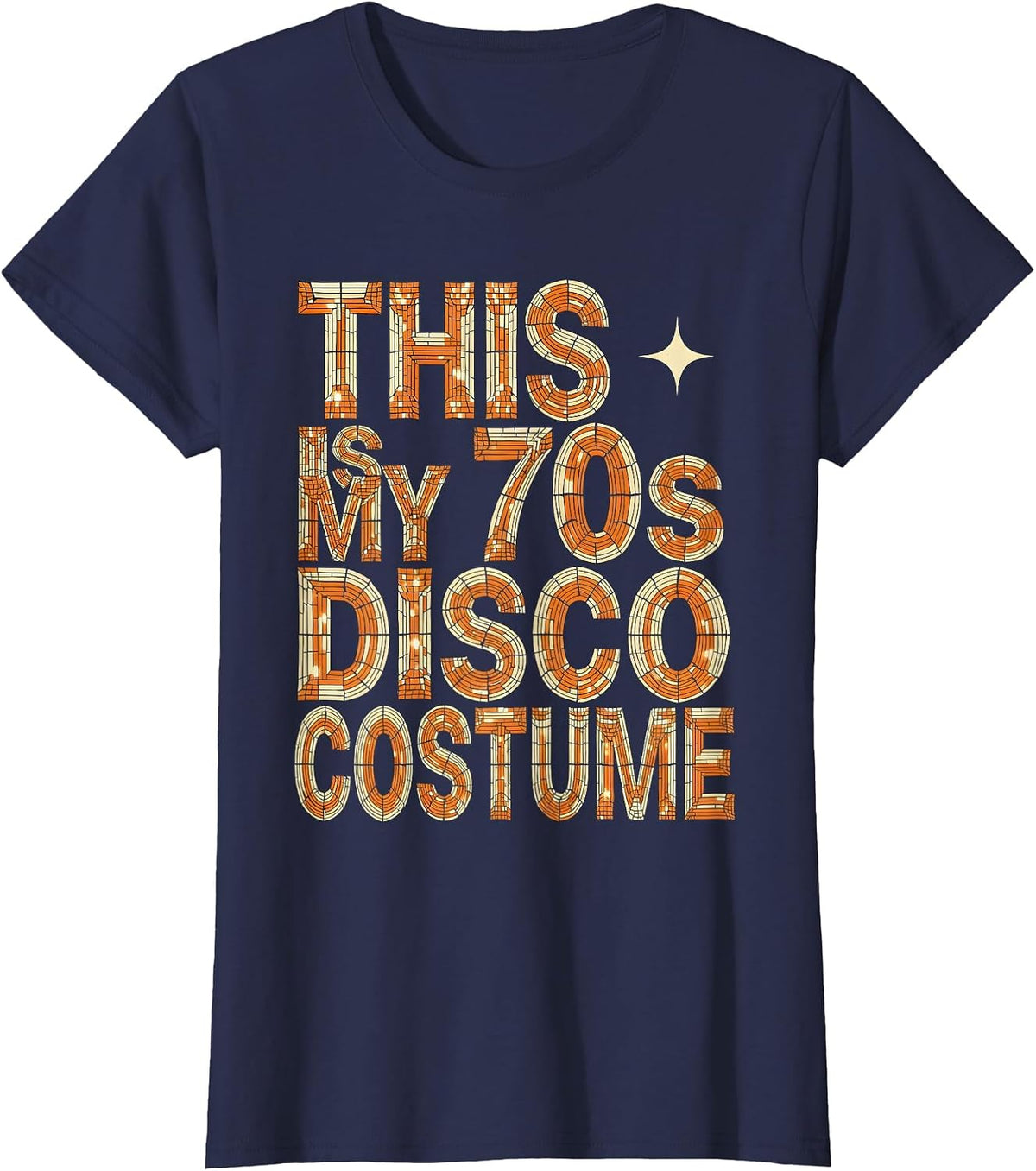 Women's This Is My 70s Disco Costume Retro Halloween Party Disco T-Shirt - Navy Blue
