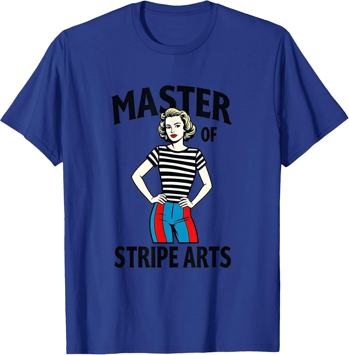 Master of Stripe Arts Graphic Design T-Shirt - Royal Blue