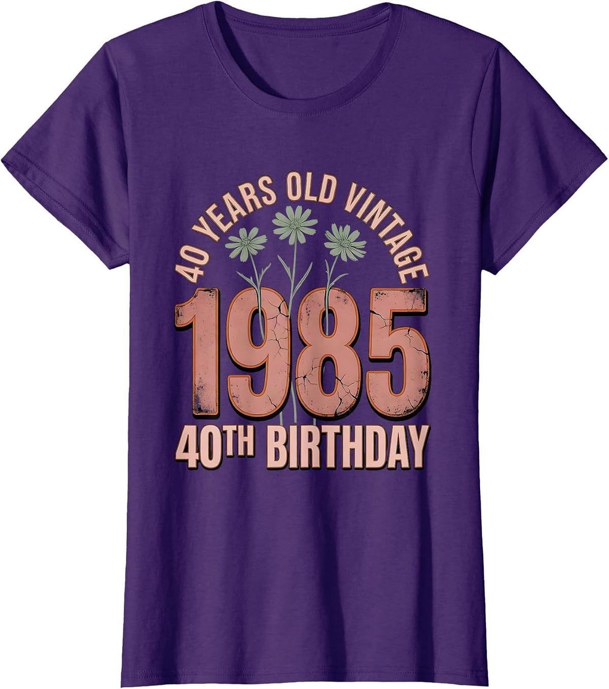 Women's 40 Years Old Vintage 1985 40th Birthday Wildflower Women T-Shirt - Purple