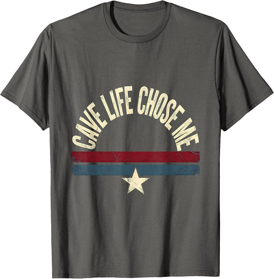Cave Life Chose Me Funny Bat Design T-Shirt - Asphalt Grey