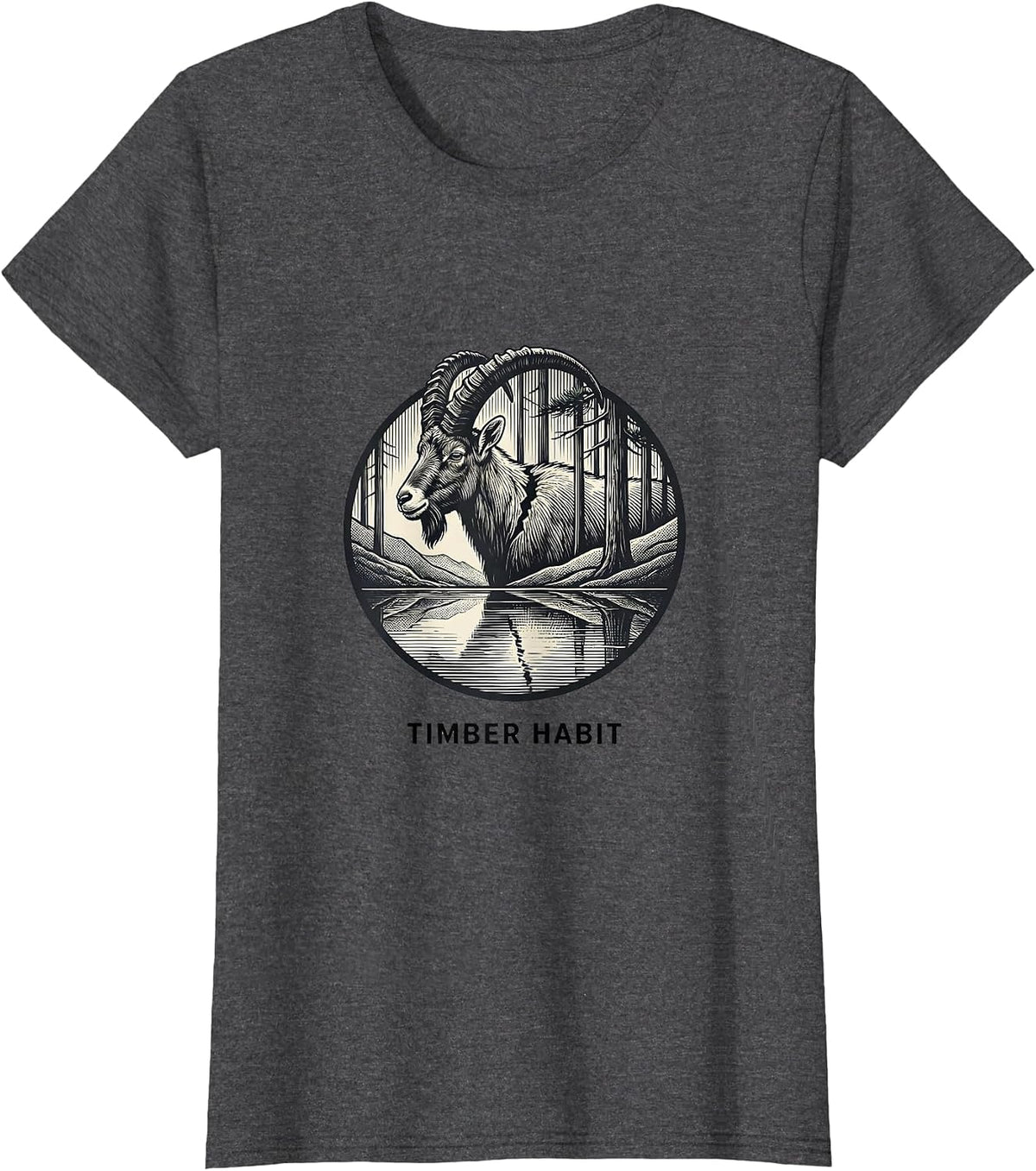 Women's Timber Habit Vintage Forest Wildlife Nature Outdoor T-Shirt - Dark Heather Grey