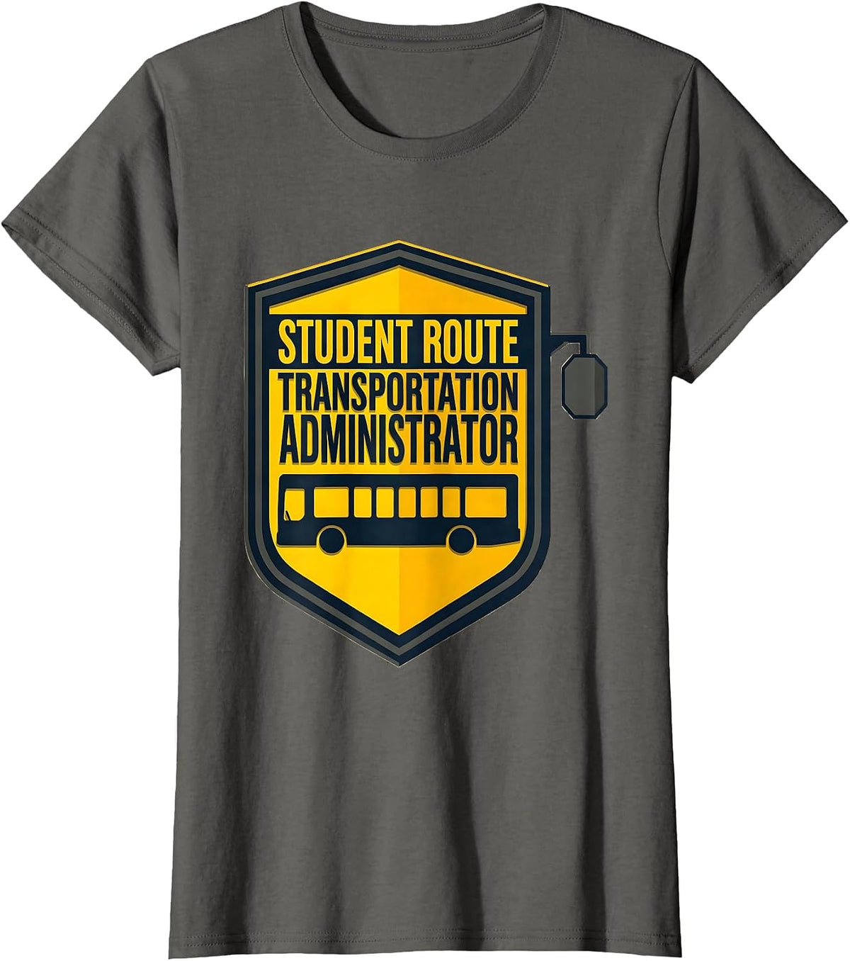 Women's Student Route Transportation Administrator School Bus Driver T-Shirt - Asphalt Grey