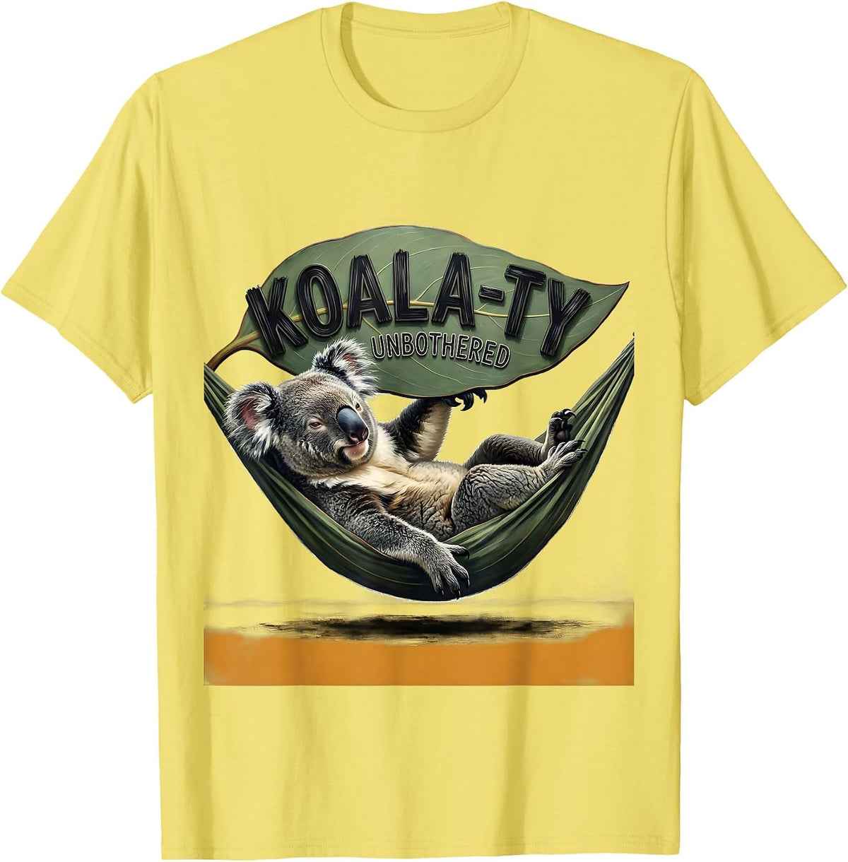 Men's Koala-ty Unbothered Funny Koala Lover Cute Animal Humor T-Shirt - Lemon Yellow