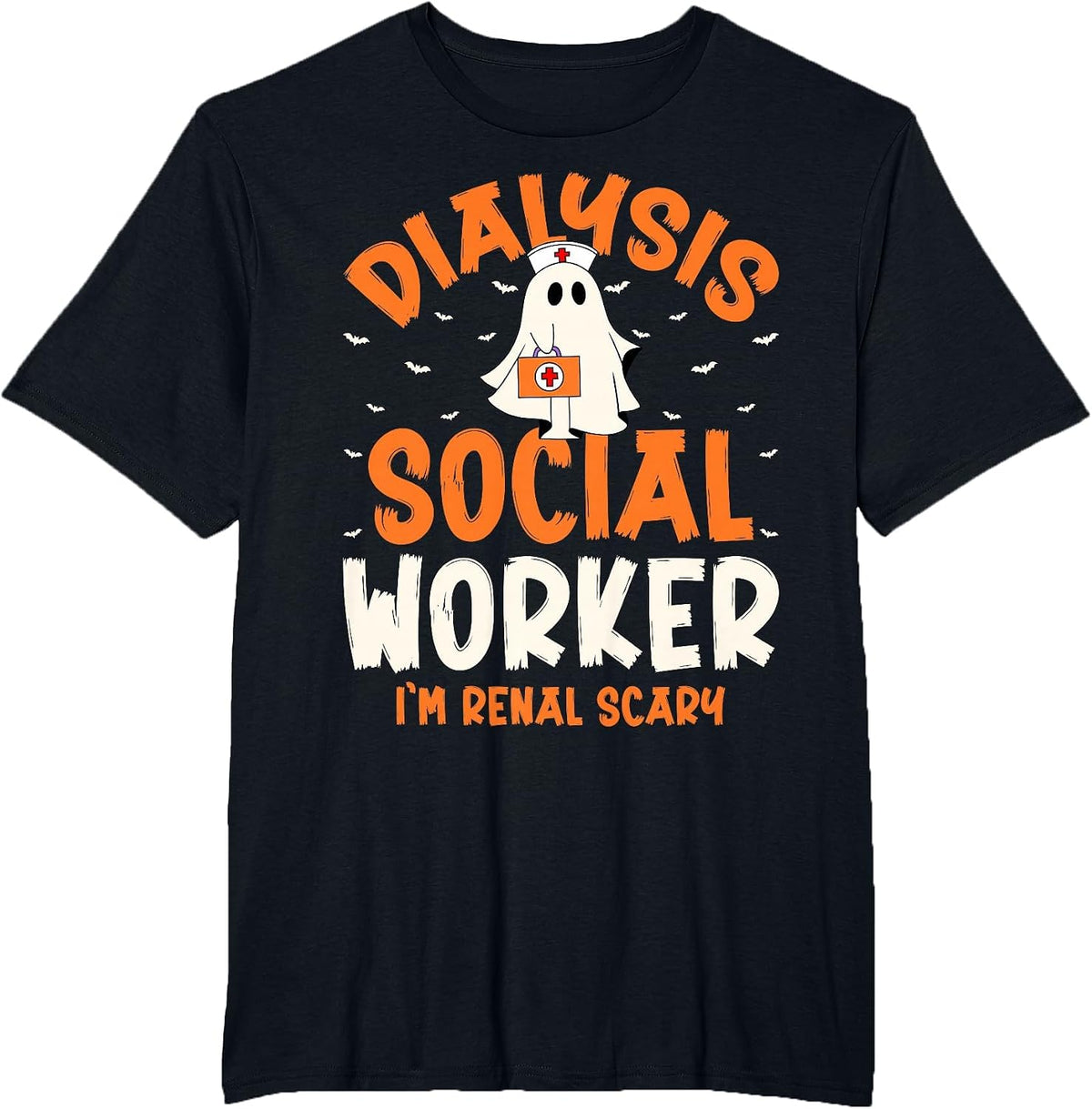 Dialysis Social Worker Renal Scary Ghost Spooky Halloween T-Shirt - Black