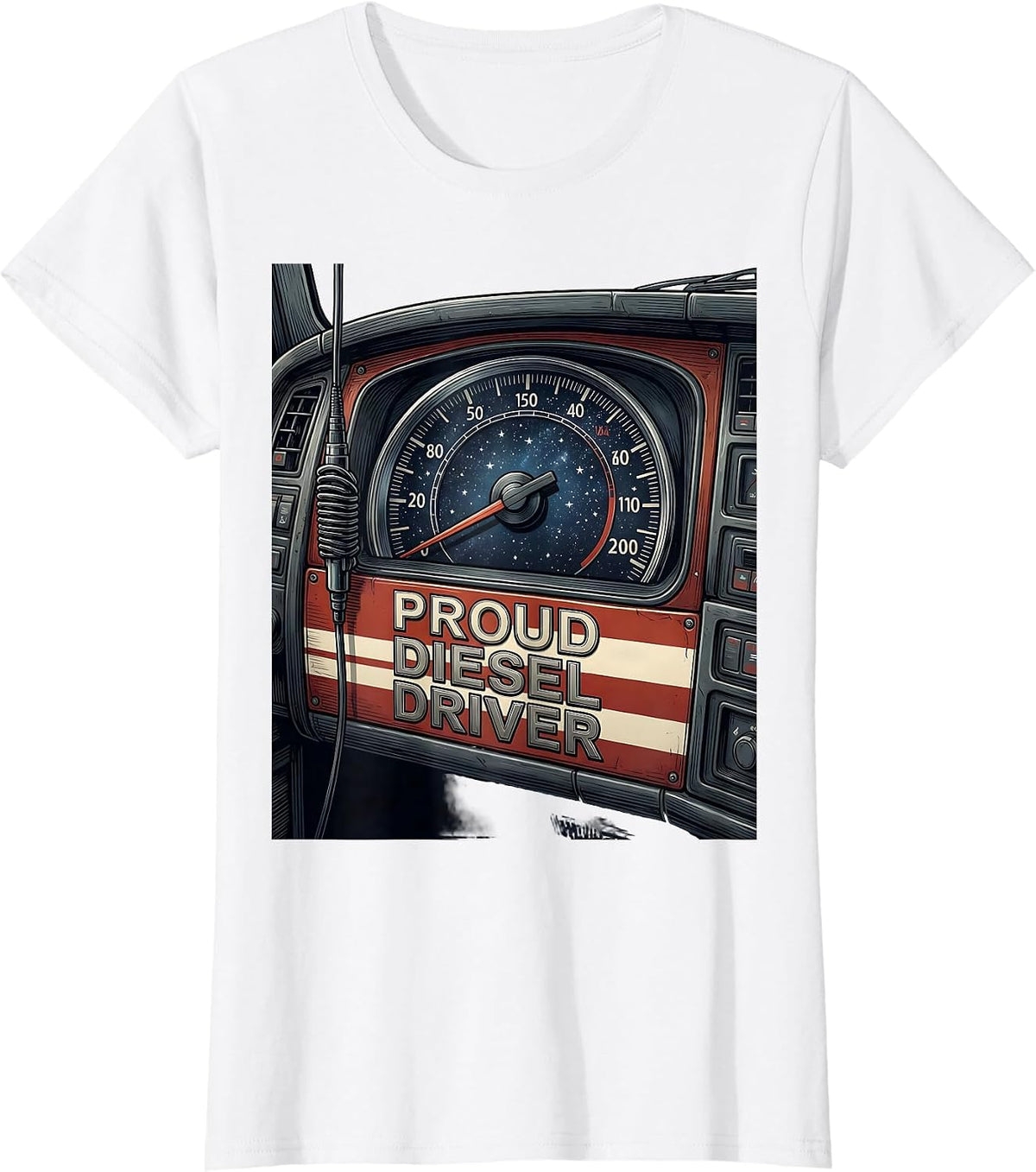 Women's Proud Diesel Driver Patriotic Trucker Semi Truck Driver Gift T-Shirt - White