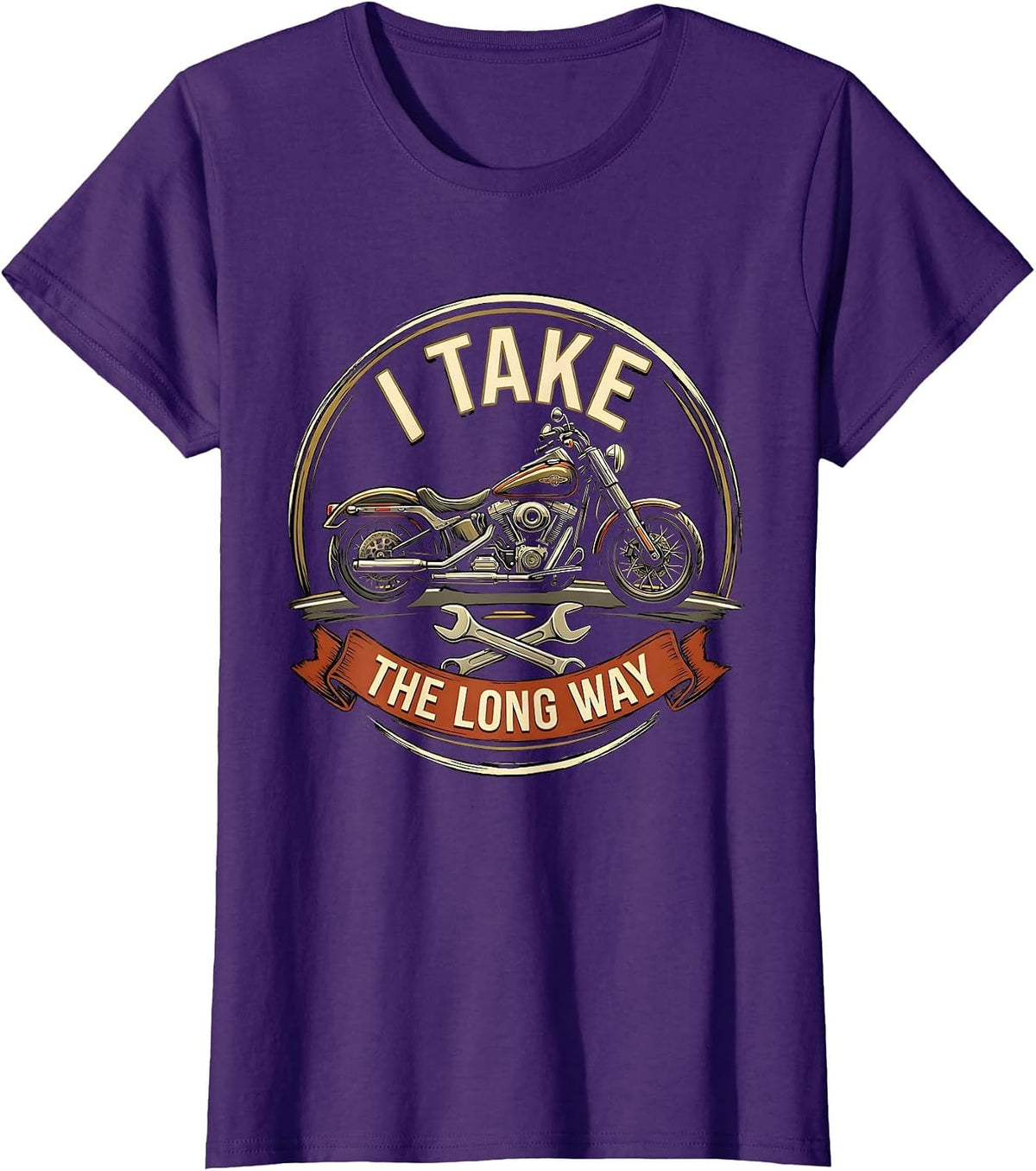 Women's I Take The Long Way Funny Biker Motorcycle Rider Humor T-Shirt - Purple