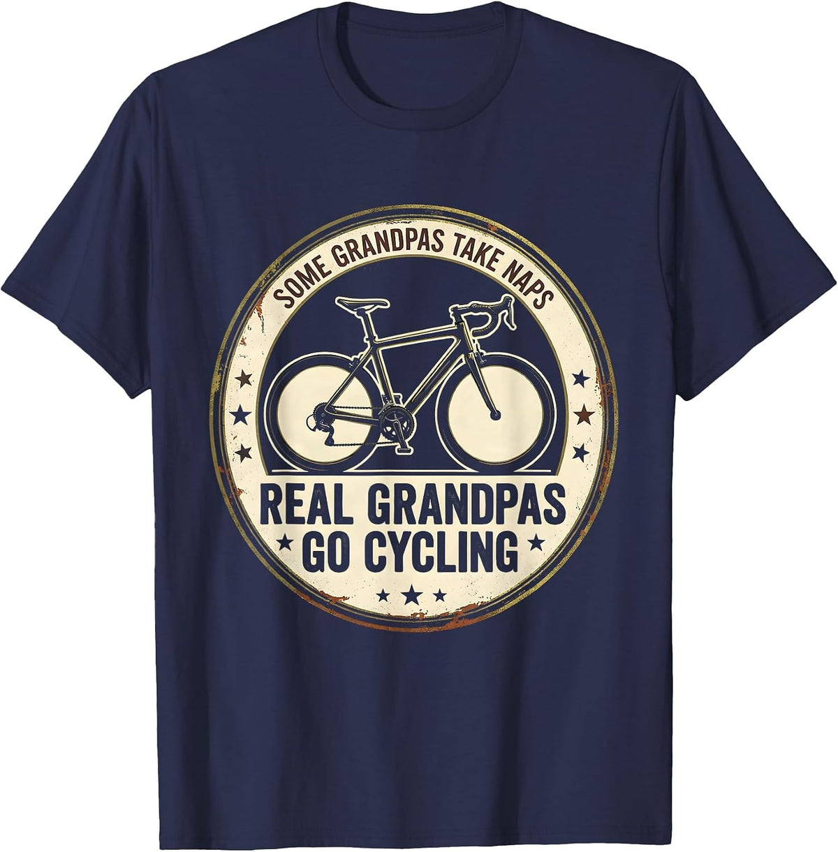 Some Grandpas Take Naps Real Grandpas Go Cycling Vintage T-Shirt - Navy Blue