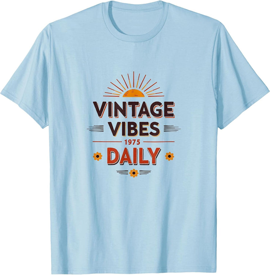 Vintage Vibes Daily 1975 Retro Women's Design T-Shirt - Baby Blue