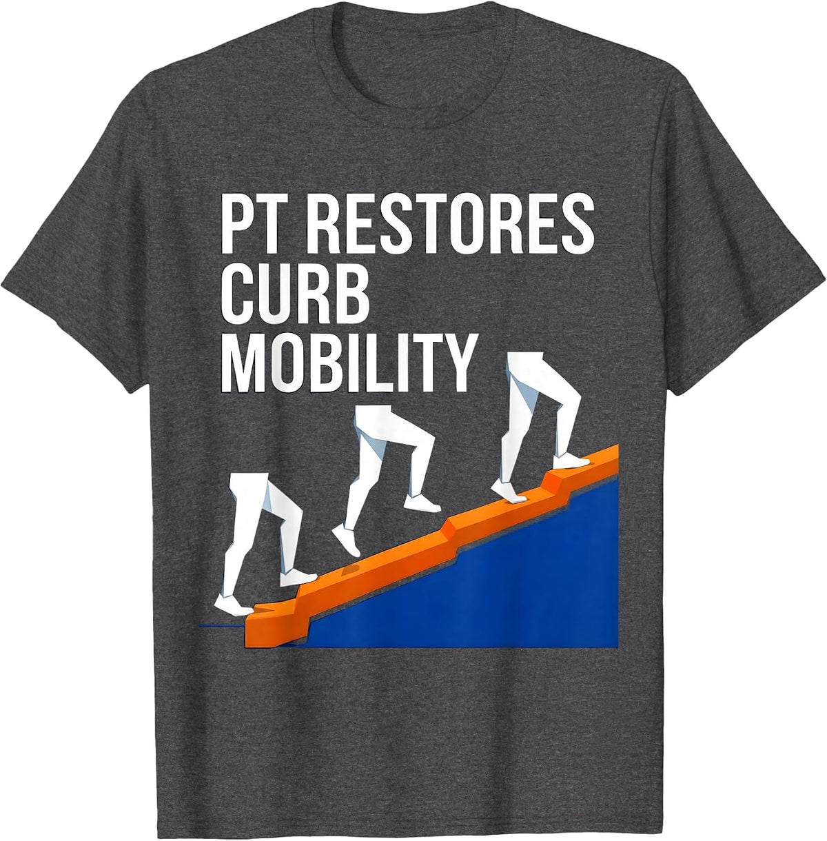 Men's PT Restores Curb Mobility Geometric Physical Therapist Gift T-Shirt - Dark Heather Grey