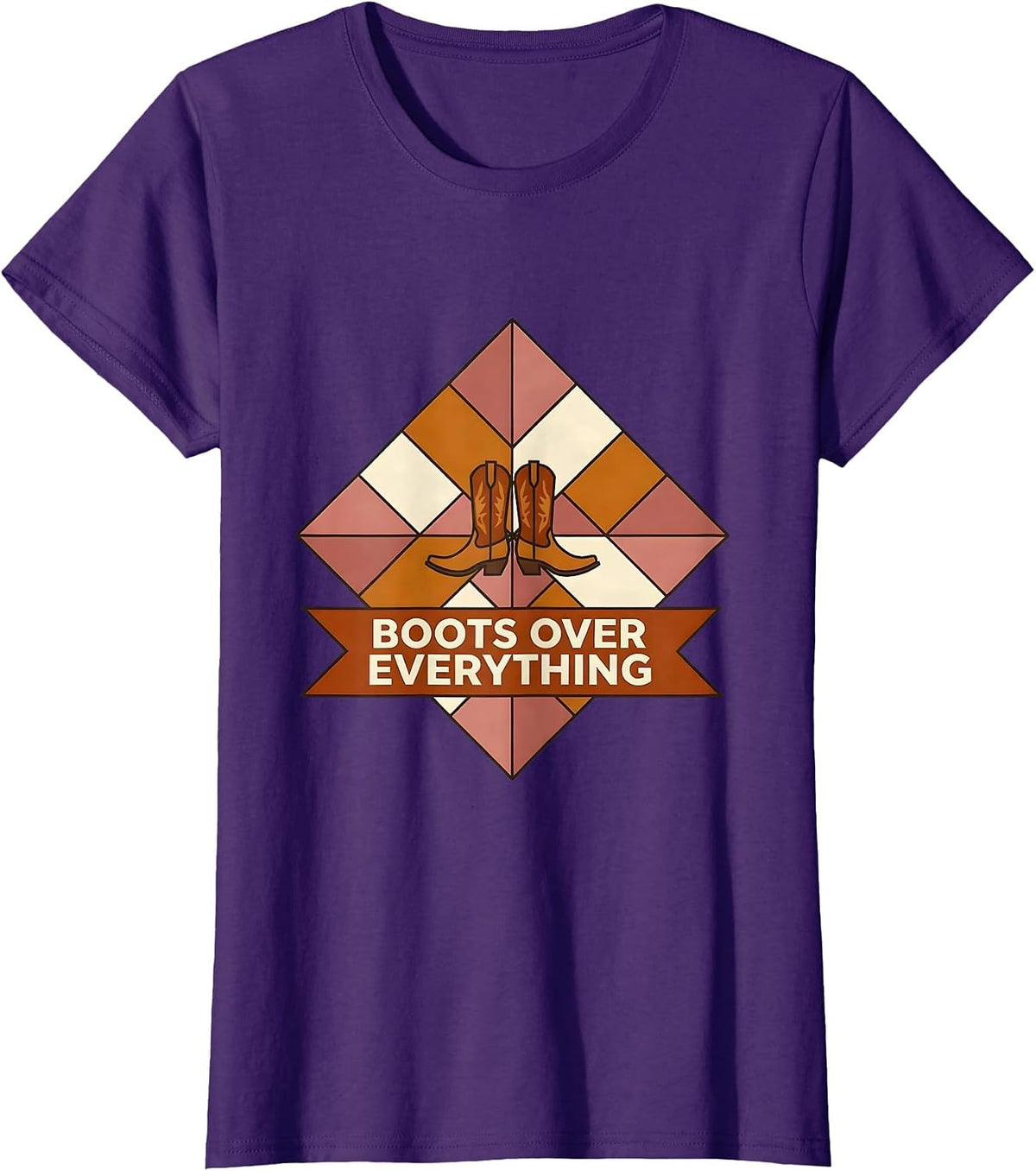 Boots Over Everything Cowgirl Graphic Design T-Shirt - Purple