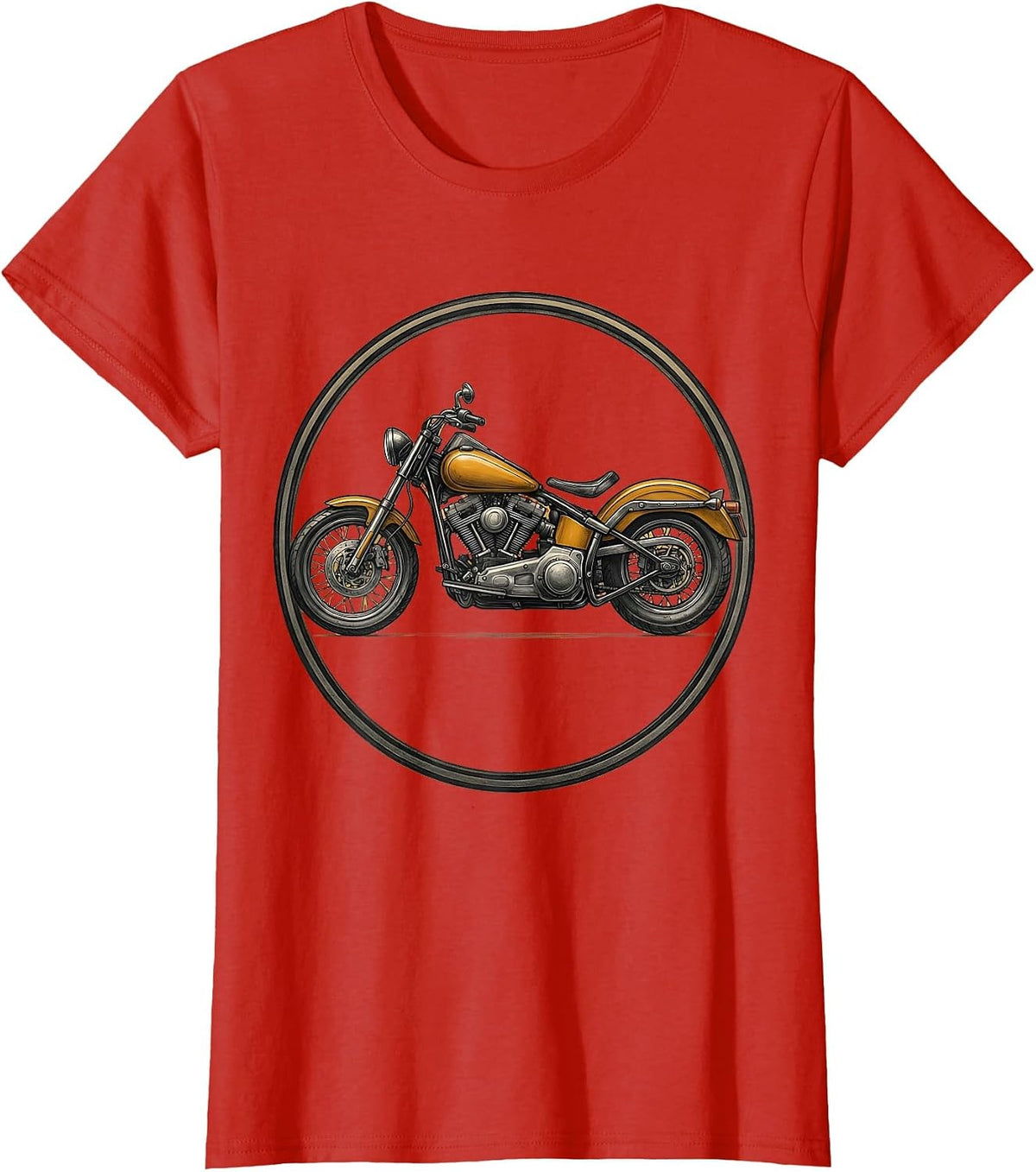 Lone Biker Desert Highway Motorcycle Graphic T-Shirt - Red