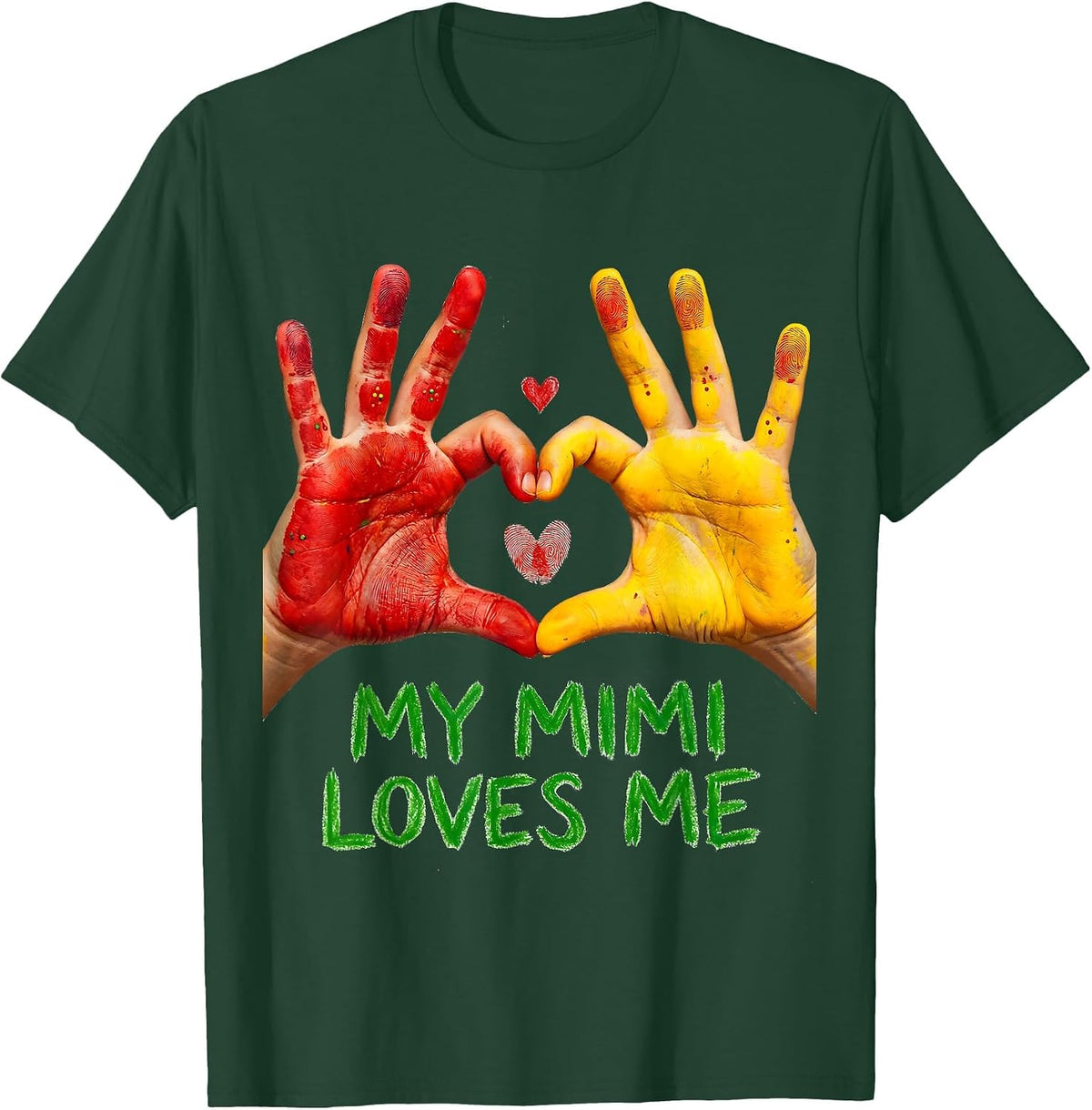 My Mimi Loves Me Whimsical Grandchild Love Gift for Grandma T-Shirt - Dark Green